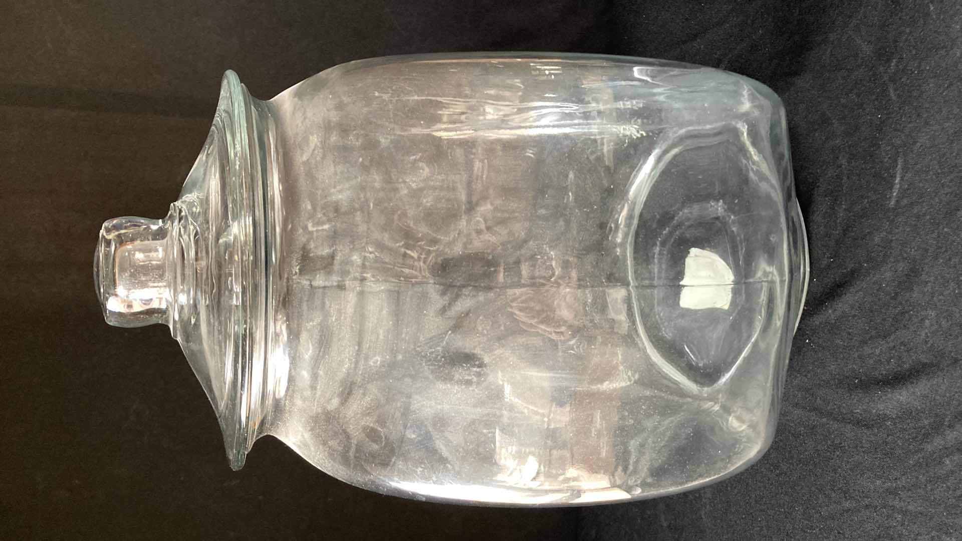 Photo 2 of ANCHOR HOCKING DRUM STYLE GLASS JAR W LID 11” X 6.5” H 13”
