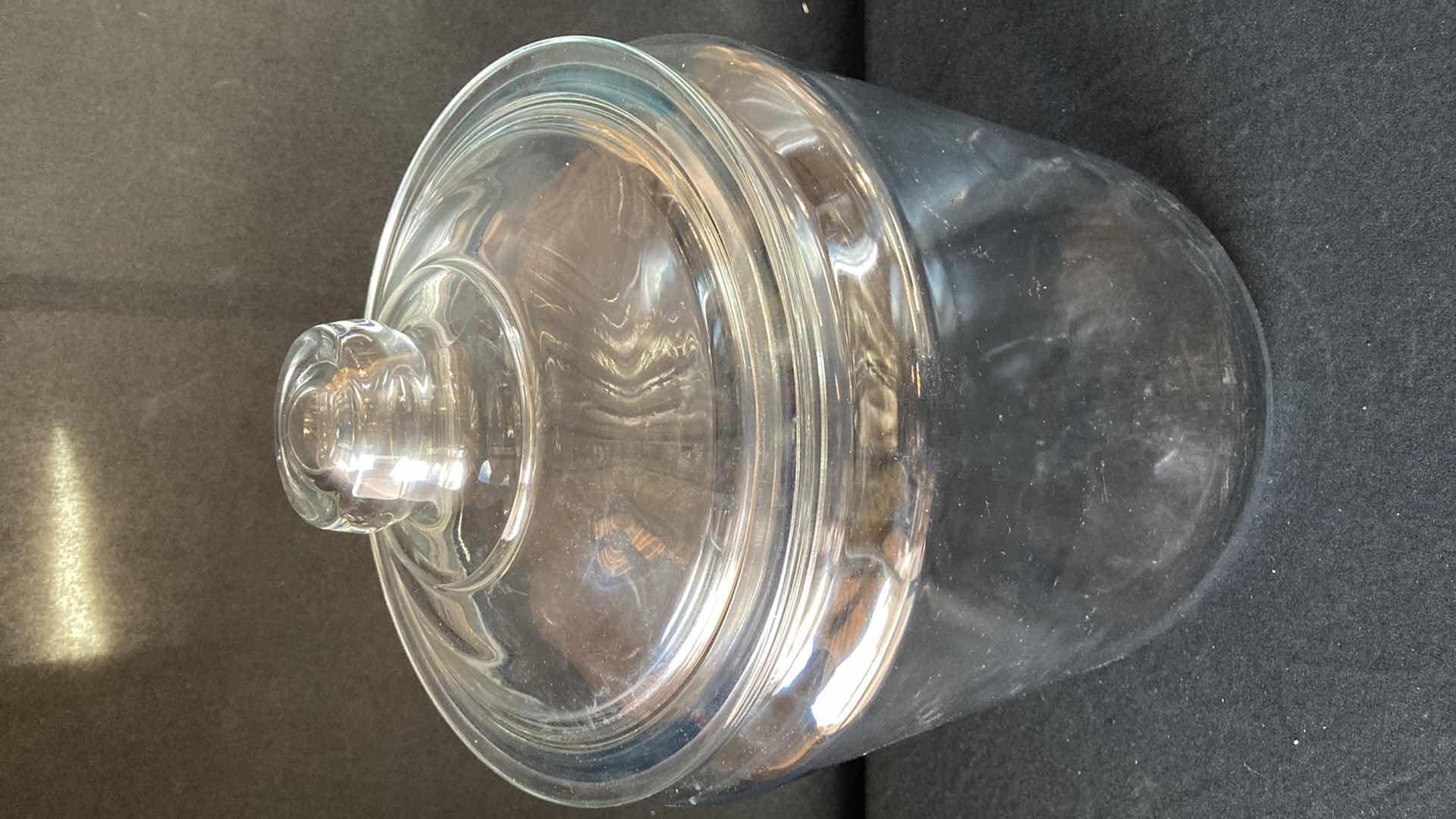 Photo 2 of GLASS ROUND COOKIE JAR W LID 9” X 14”