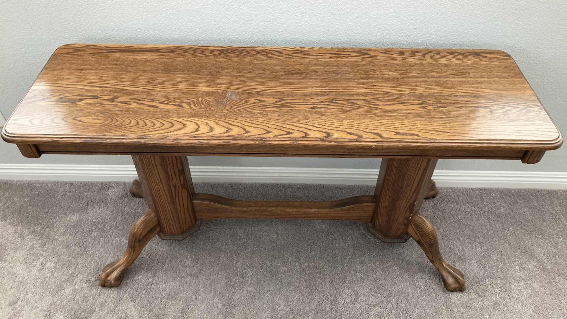 Photo 2 of OAK CONSOLE TABLE 54” X 17” H27.5”