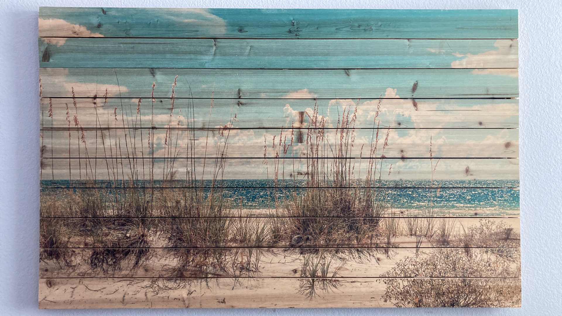 Photo 1 of BEACH SCENE WOOD PANEL ARTWORK 47” X 29.5”