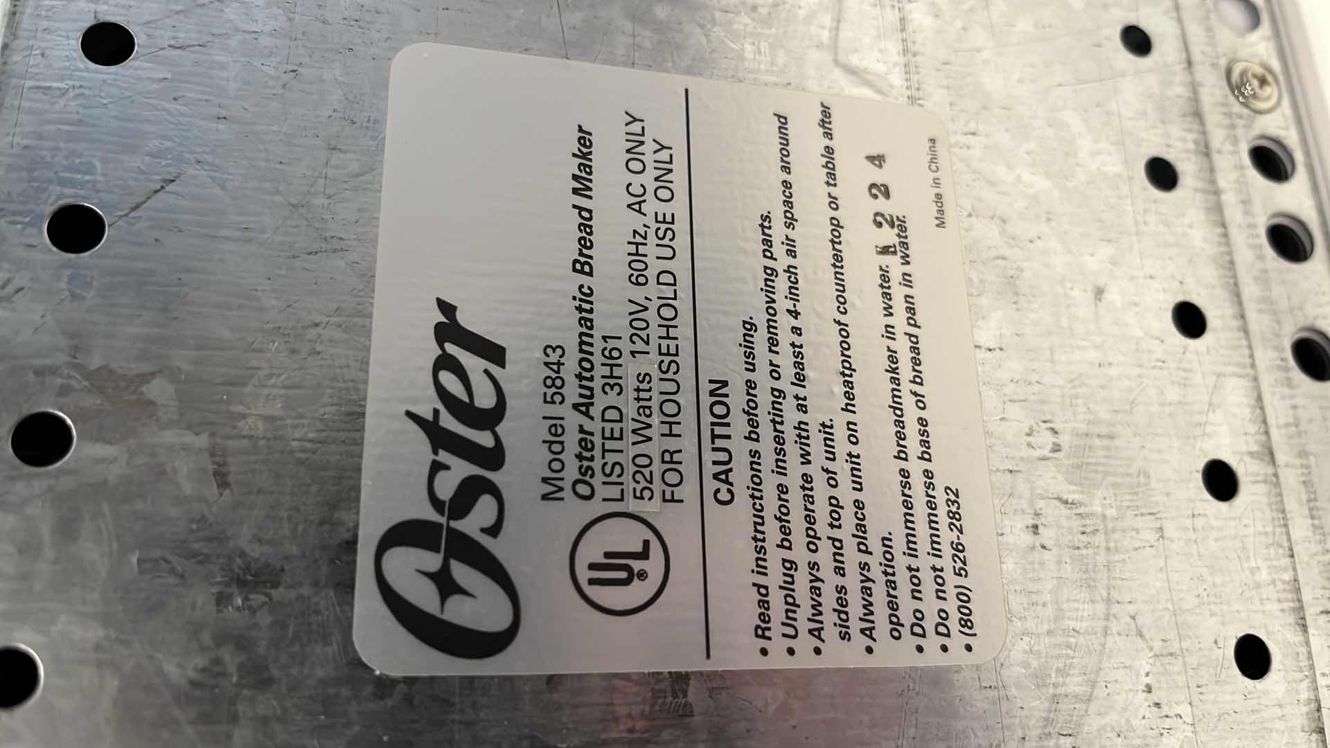 Photo 6 of OSTER AUTOMATIC BREAD MAKER MODEL 5843