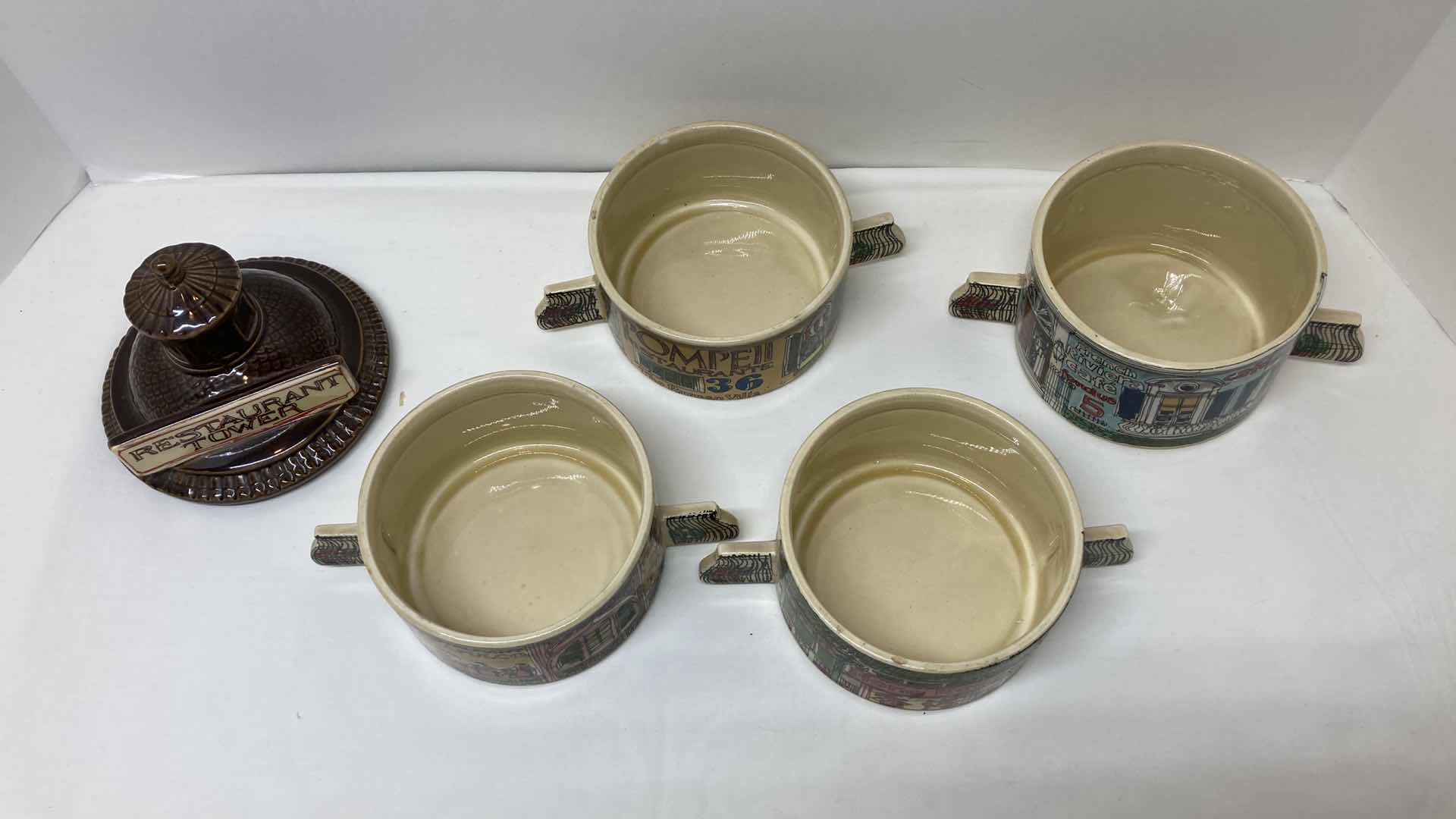 Photo 3 of LICENSEE ENESCO IMPORTS CORP RESTAURANT TOWER STACKABLE SOUP BOWLS JAPAN 1980