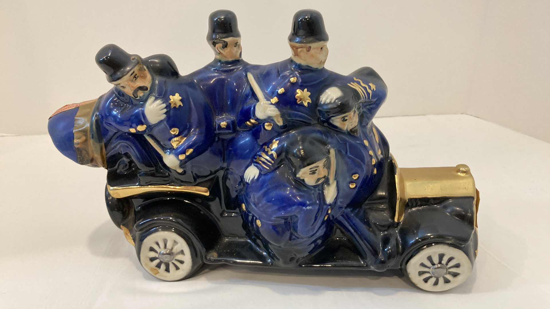 Photo 3 of HERITAGE CHINA HAND DECORATED W 24K GOLD BOBBY POLICE CAR DECANTER 1971 11.5” X 4.5” H7”