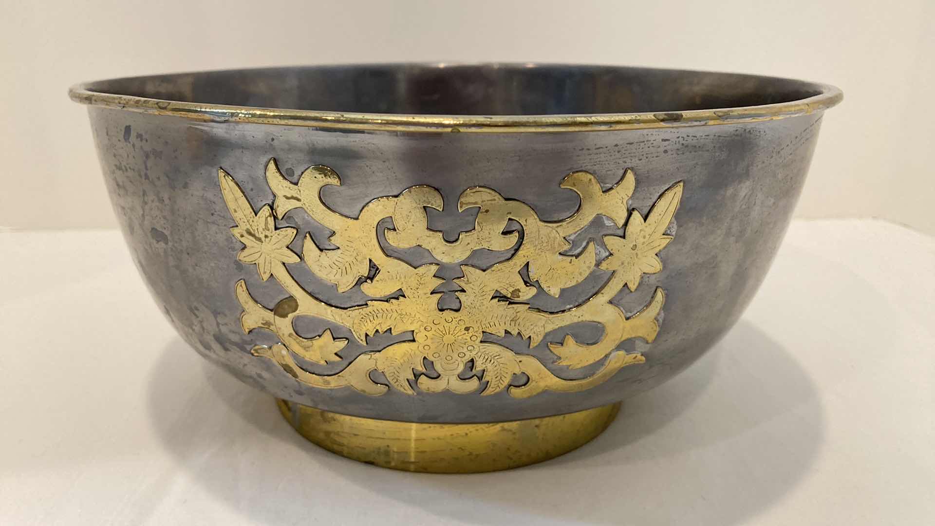 Photo 1 of HONG KONG SOLID PEWTER & BRASS BOWL