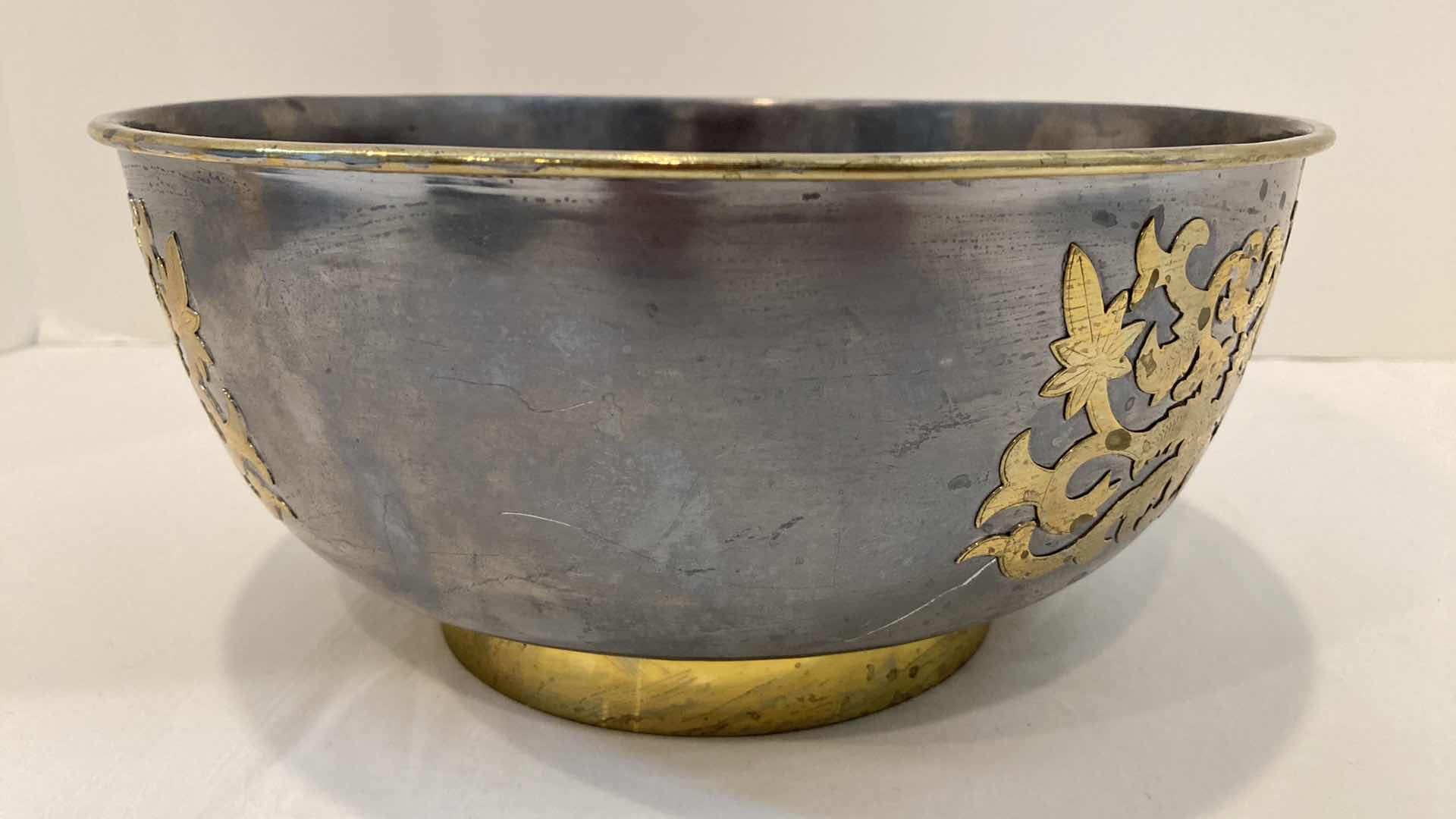 Photo 3 of HONG KONG SOLID PEWTER & BRASS BOWL