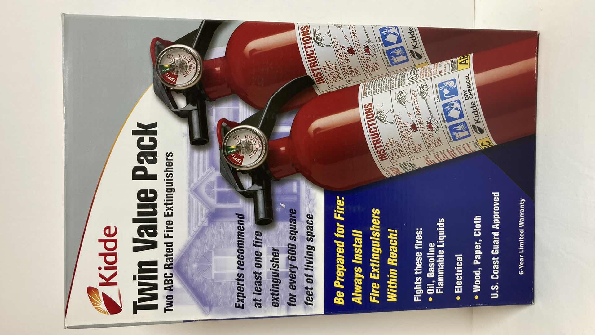 Photo 1 of KIDDE TWIN VALUE PACK ABC RATED FIRE EXTINGUISHERS MODEL KFH/TWIN