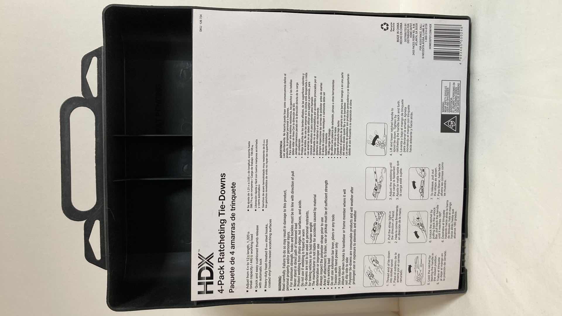 Photo 3 of HDX 4 PACK 440 LB RATCHETING TIE DOWNS & PLASTIC CLAMPS VARIOUS SIZES