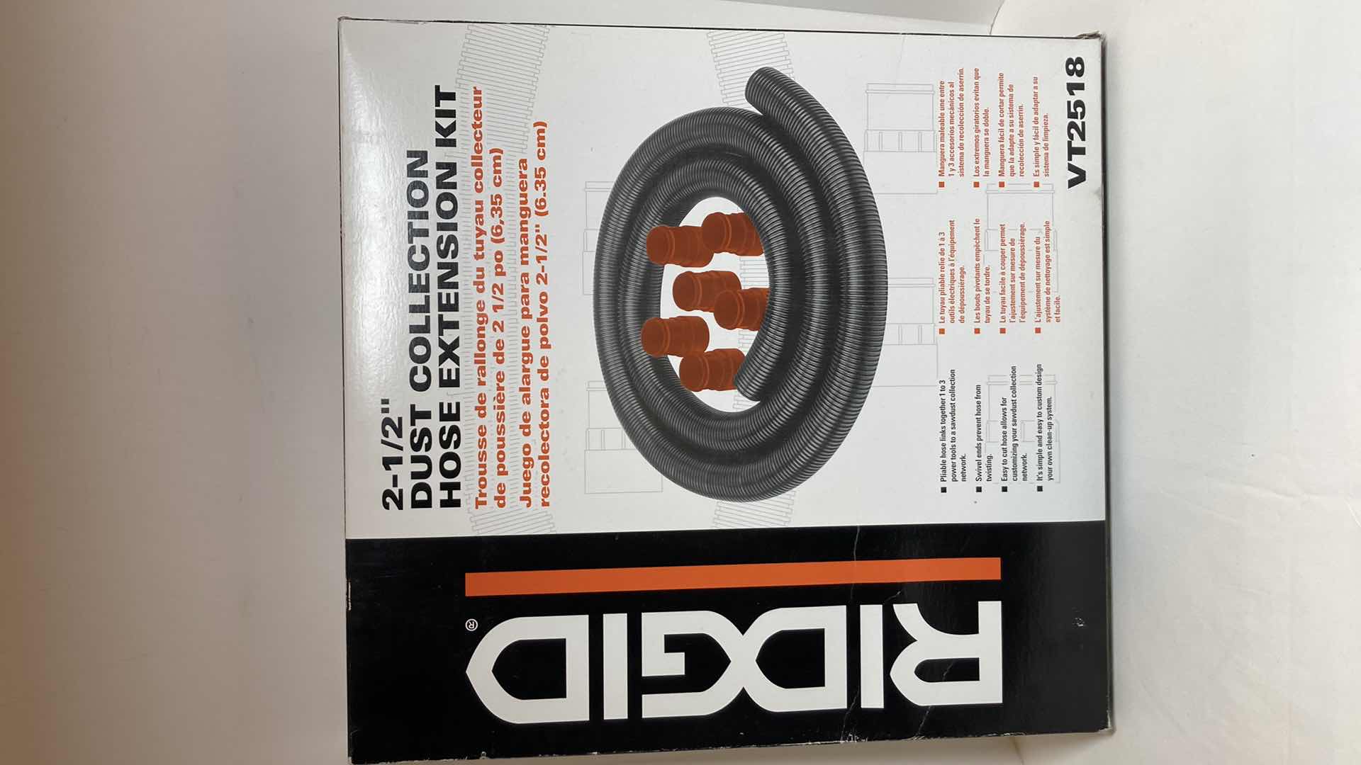 Photo 1 of RIDGID 2-1/2” DUST COLLECTION HOSE EXTENSION KIT MODEL VT2518