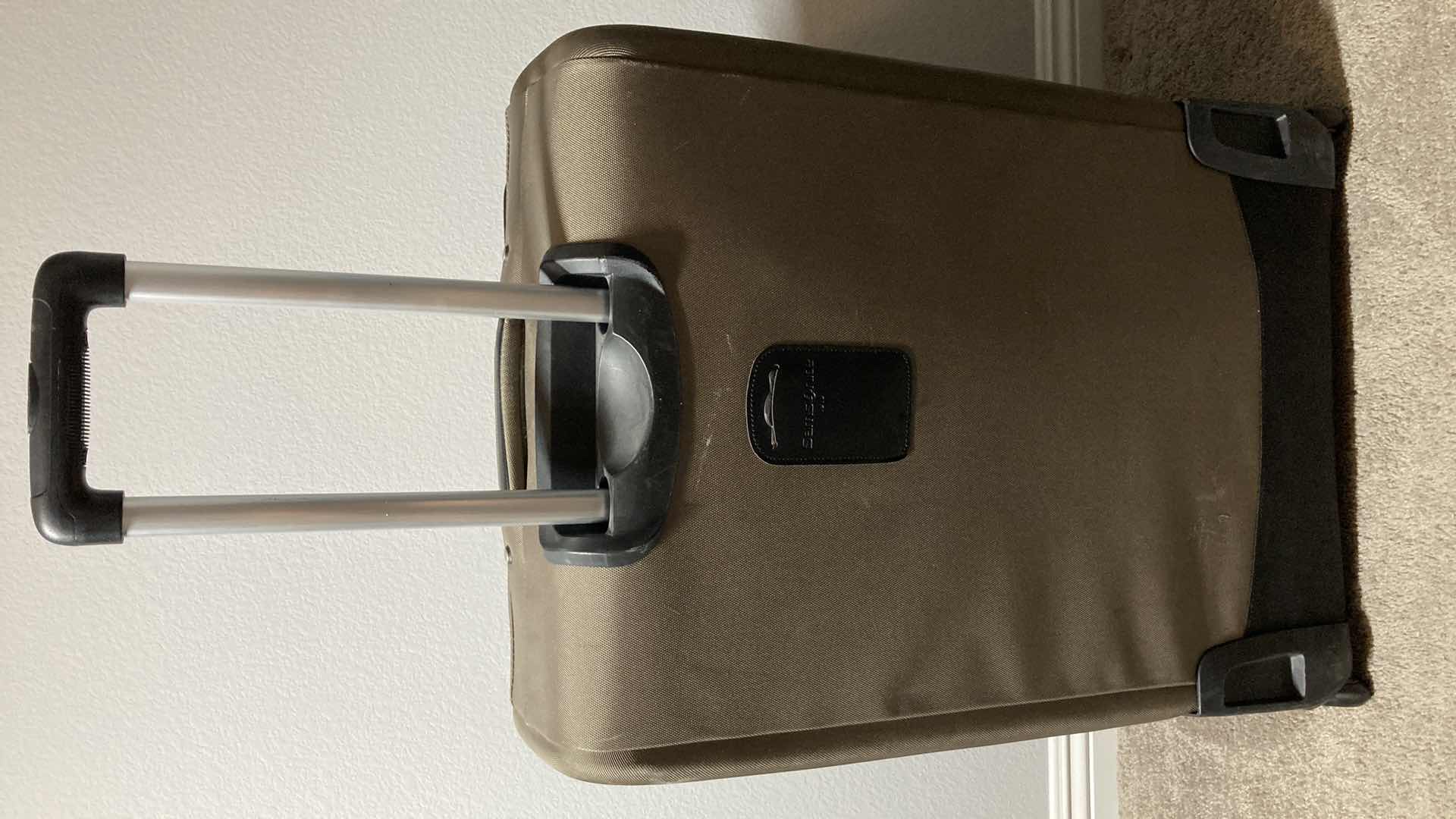 Photo 4 of SAMSONITE OLIVE DRAB ROLLING LUGGAGE BAG W SUIT BAG 20” X 14” H30”