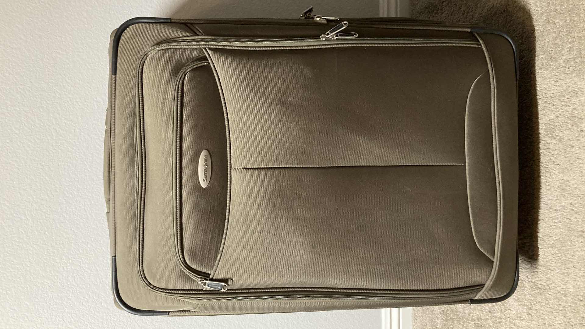 Photo 1 of SAMSONITE OLIVE DRAB ROLLING LUGGAGE BAG W SUIT BAG 20” X 14” H30”