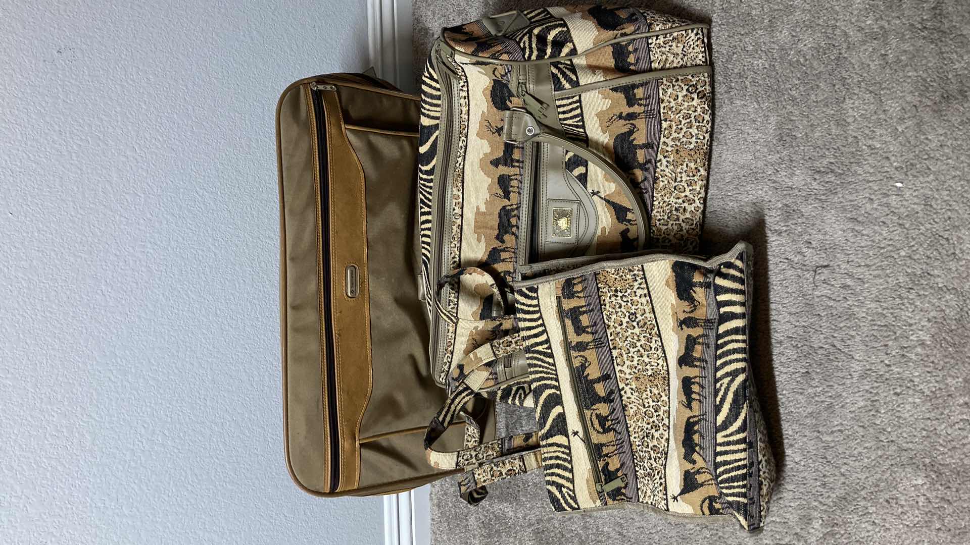 Photo 1 of SAMSONITE BROWN TRAVEL BAG & PIONEER EXPRESS SAFARI TRAVEL BAGS 19” X 10” H13”
