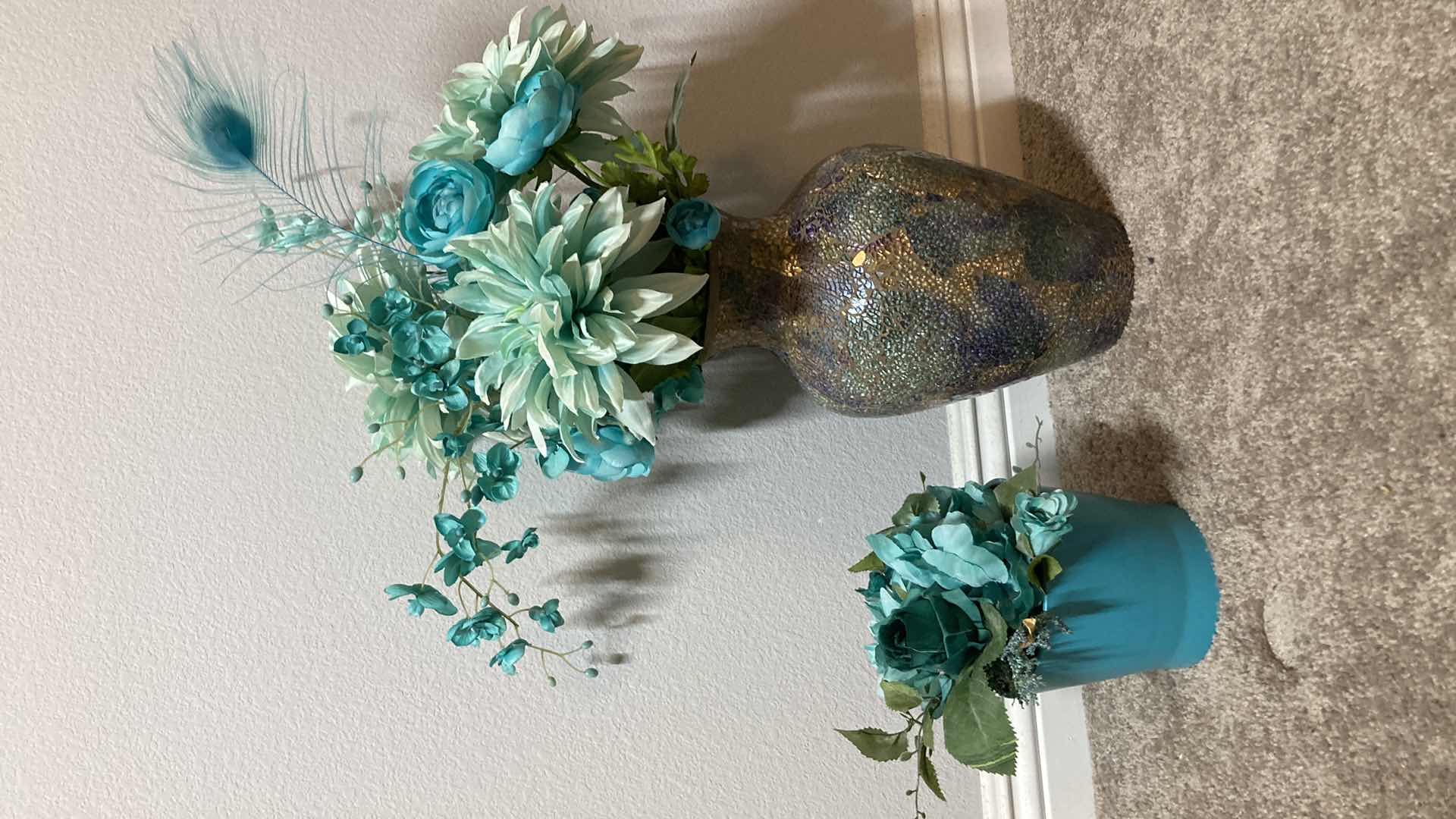 Photo 3 of TEAL FLORAL DECOR (4) W TEAL CORAL