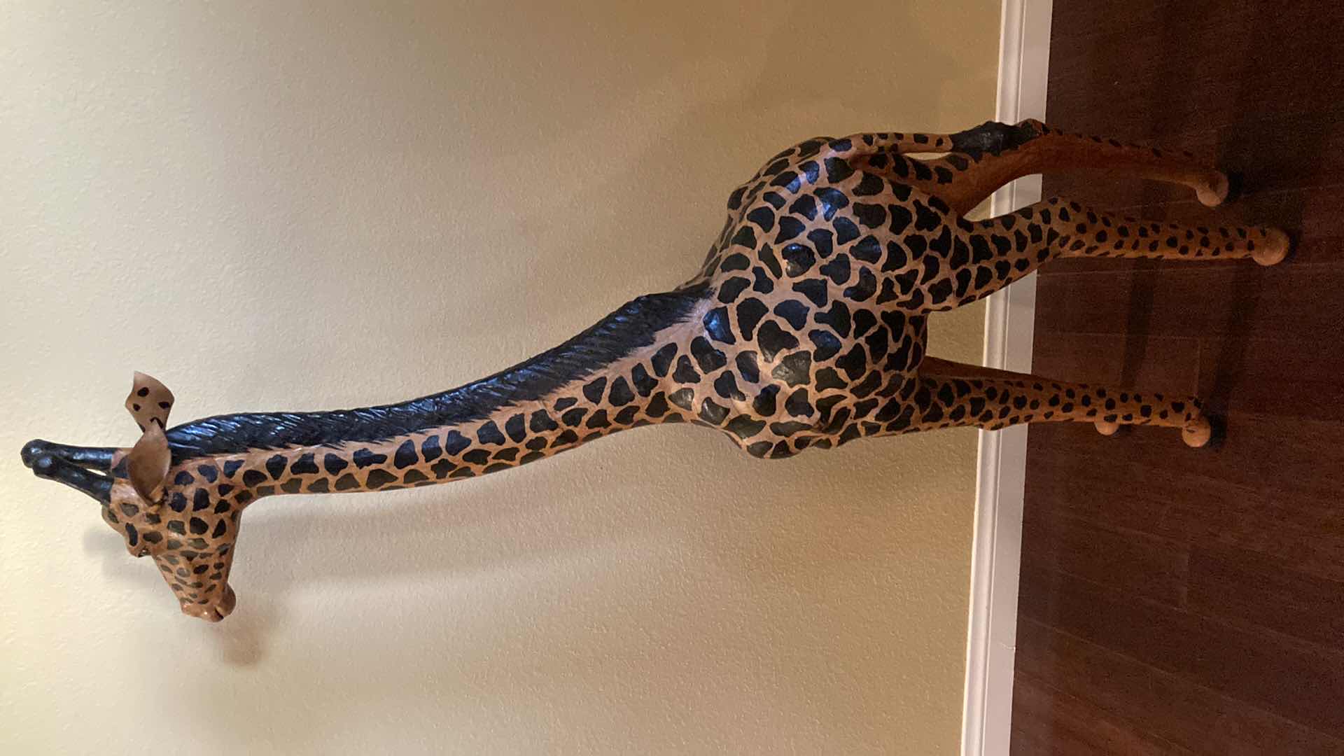 Photo 5 of HANDCRAFTED WOOD GIRAFFE STATUE 10” X 26” H54”