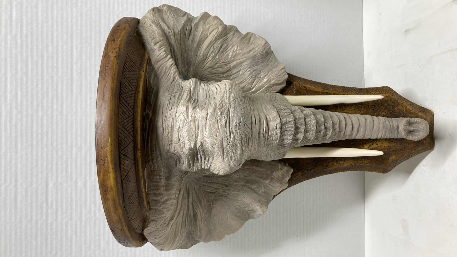 Photo 1 of ELEPHANT HEAD WOOD FINISH RESIN SHELF 12” X 8.5” H18”
