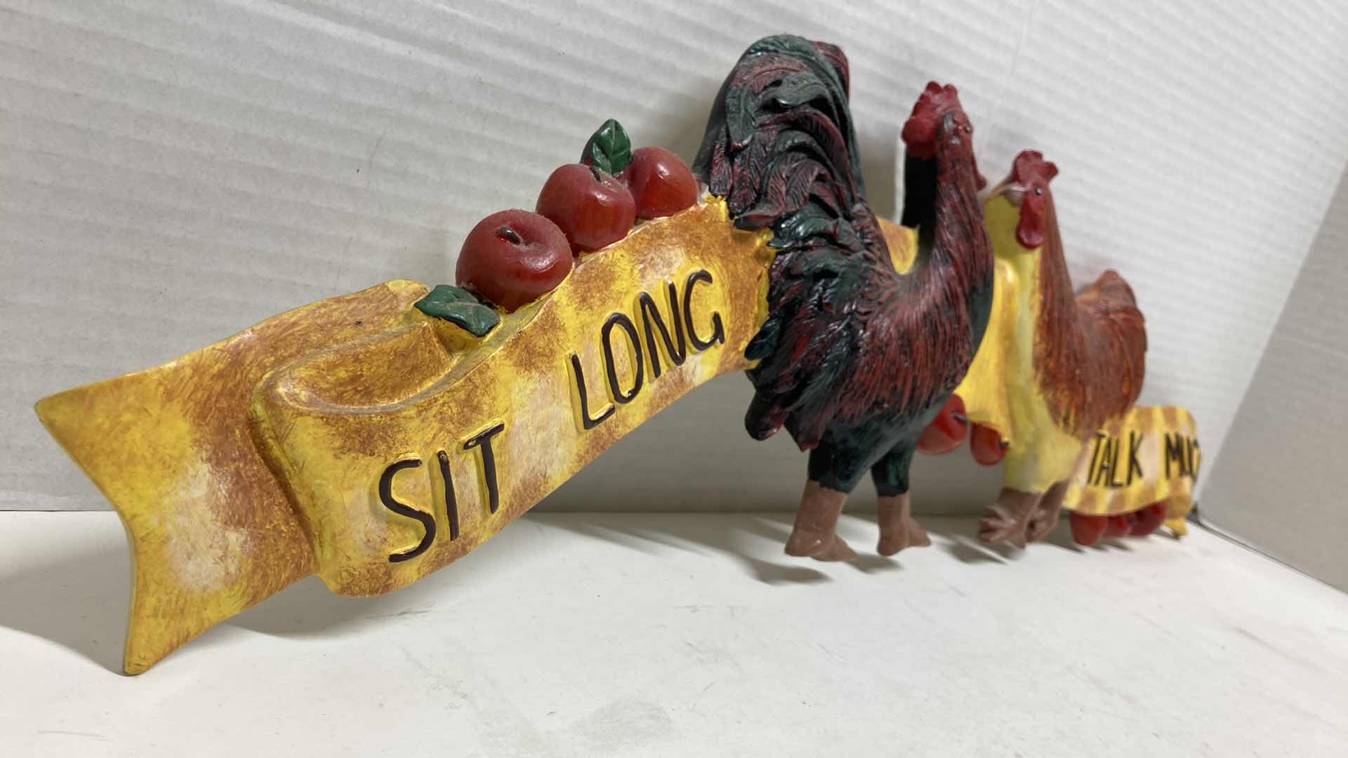 Photo 2 of ROOSTER SIT LONG TALK MUCH DECORATIVE RESIN SIGN 21” X 7”