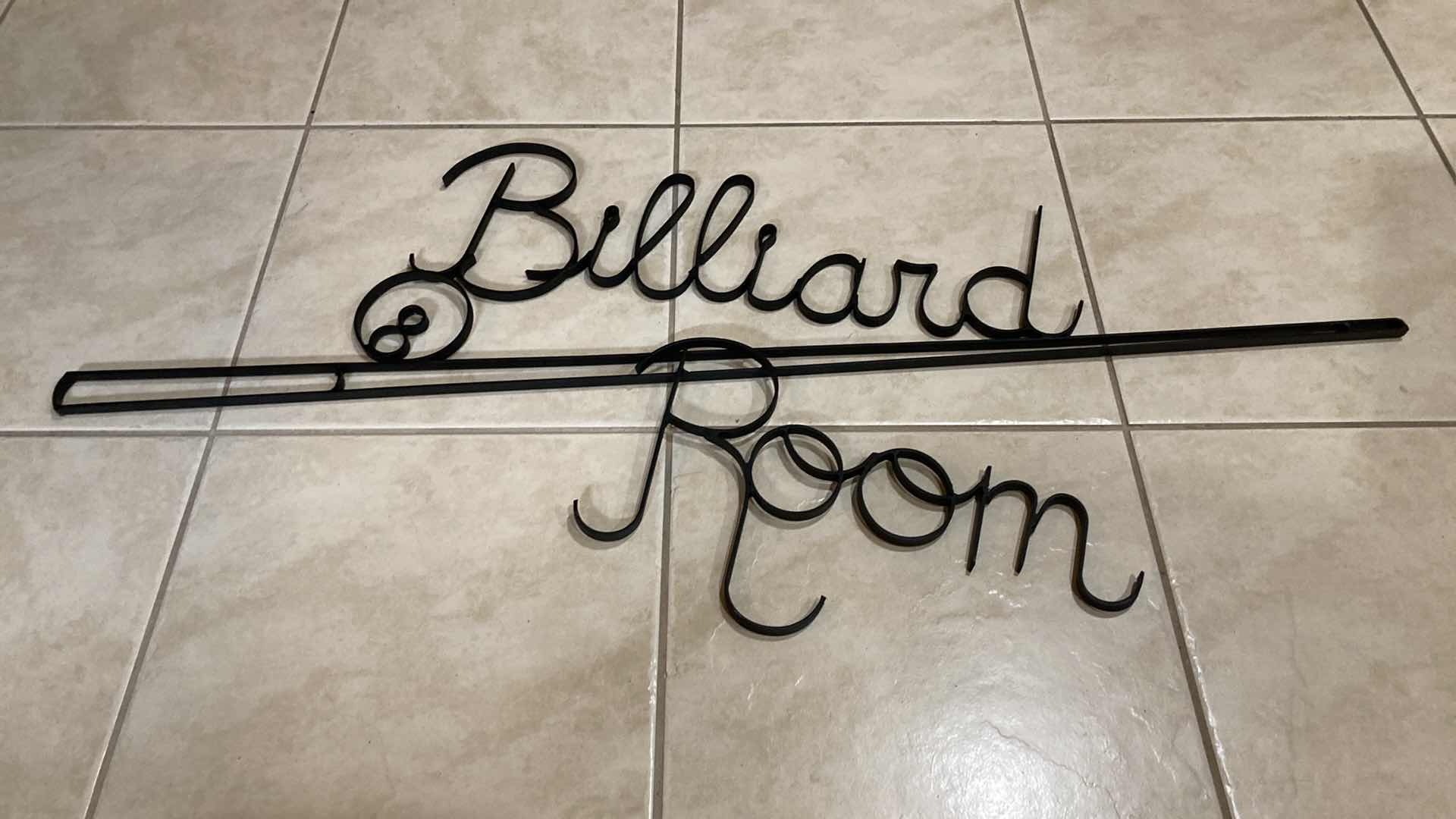 Photo 1 of BILLIARD ROOM IRON SIGN 48” X 22”