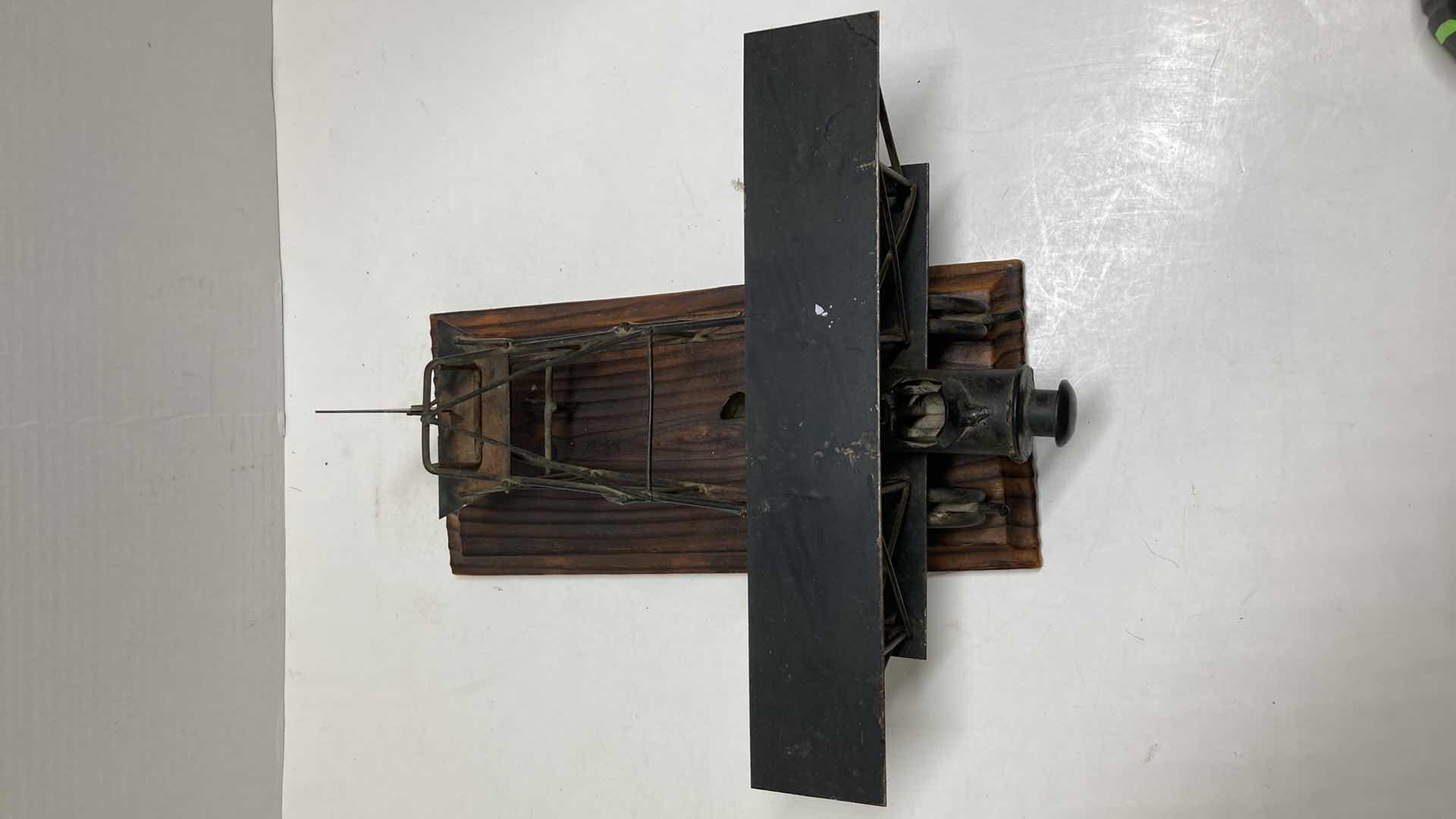 Photo 5 of WRIGHT BROTHERS STYLE METAL SCULPTED AIRPLANE W WOOD BASE 11” X 10” H5”