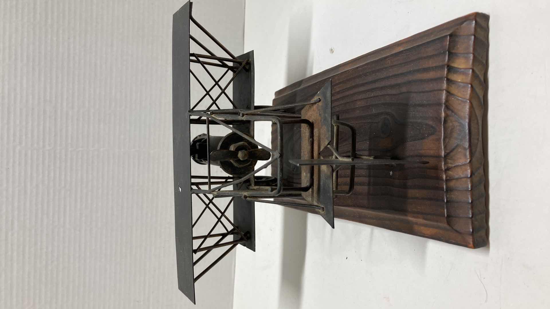 Photo 4 of WRIGHT BROTHERS STYLE METAL SCULPTED AIRPLANE W WOOD BASE 11” X 10” H5”