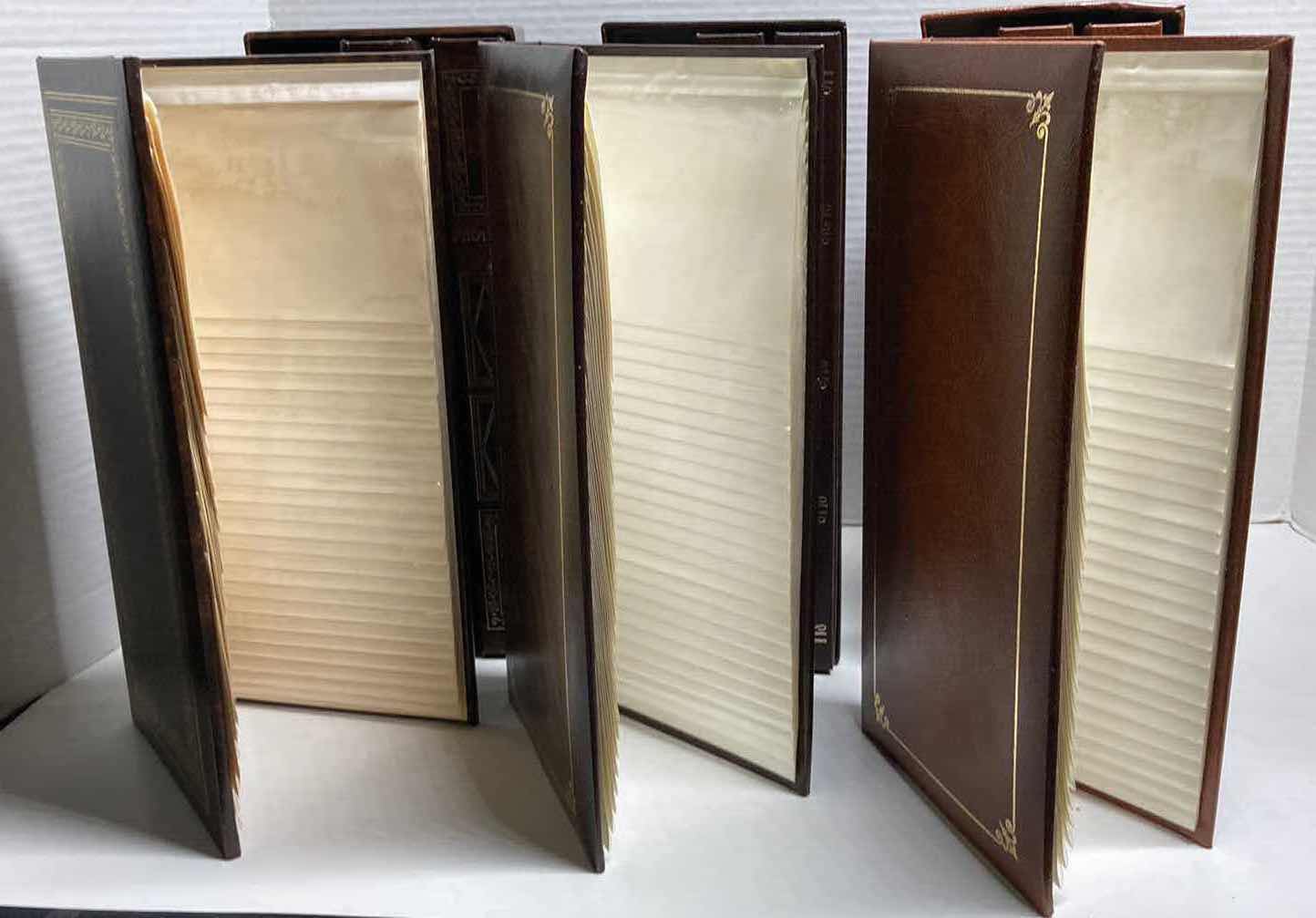 Photo 4 of EARLY-CENTURY STYLE LEATHER BACK PHOTO ALBUM SETS (3) 4.5” X 6” H12”