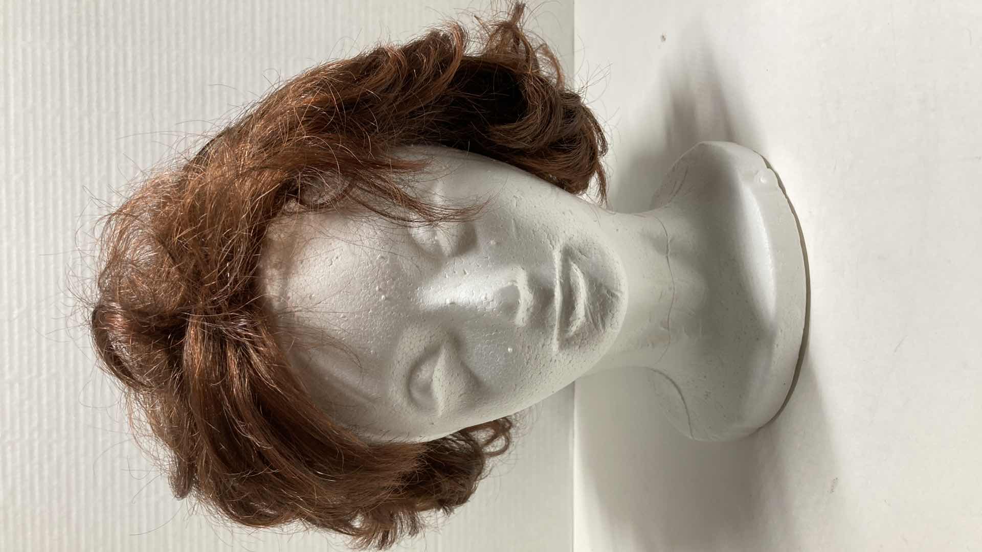 Photo 1 of CHESTNUT COLORED WOMENS MODACRYLIC FIBER HAIR WIG W STYROFOAM MANNEQUIN HEAD MADE IN THAILAND,JAPAN