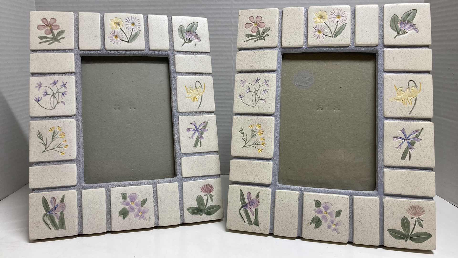 Photo 1 of FLORAL TILED PHOTO FRAMES (2) 8.5” X 10.5”