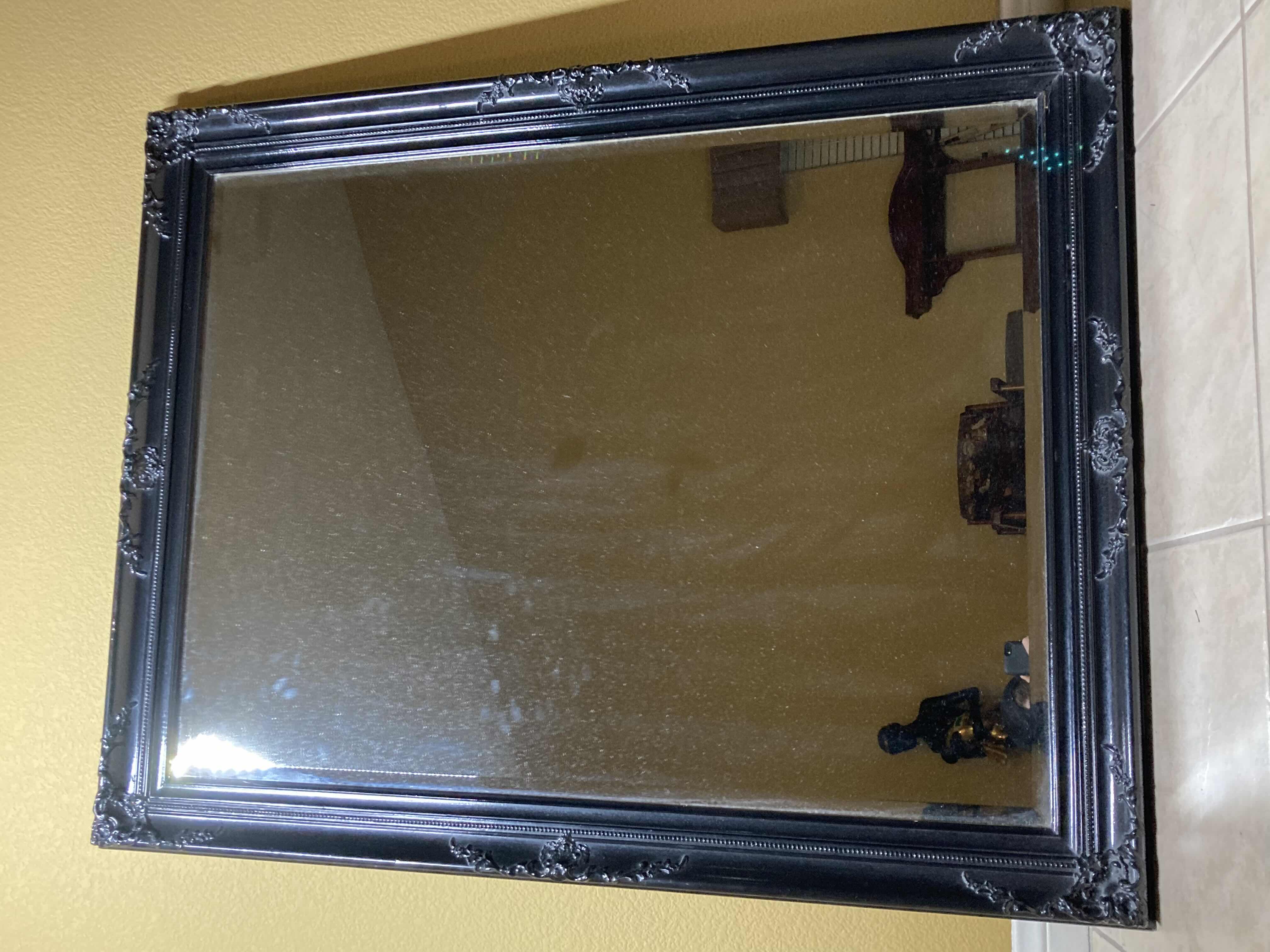 Photo 1 of BLACK WOOD FRAMED MIRROR 36.5” X 46.5”