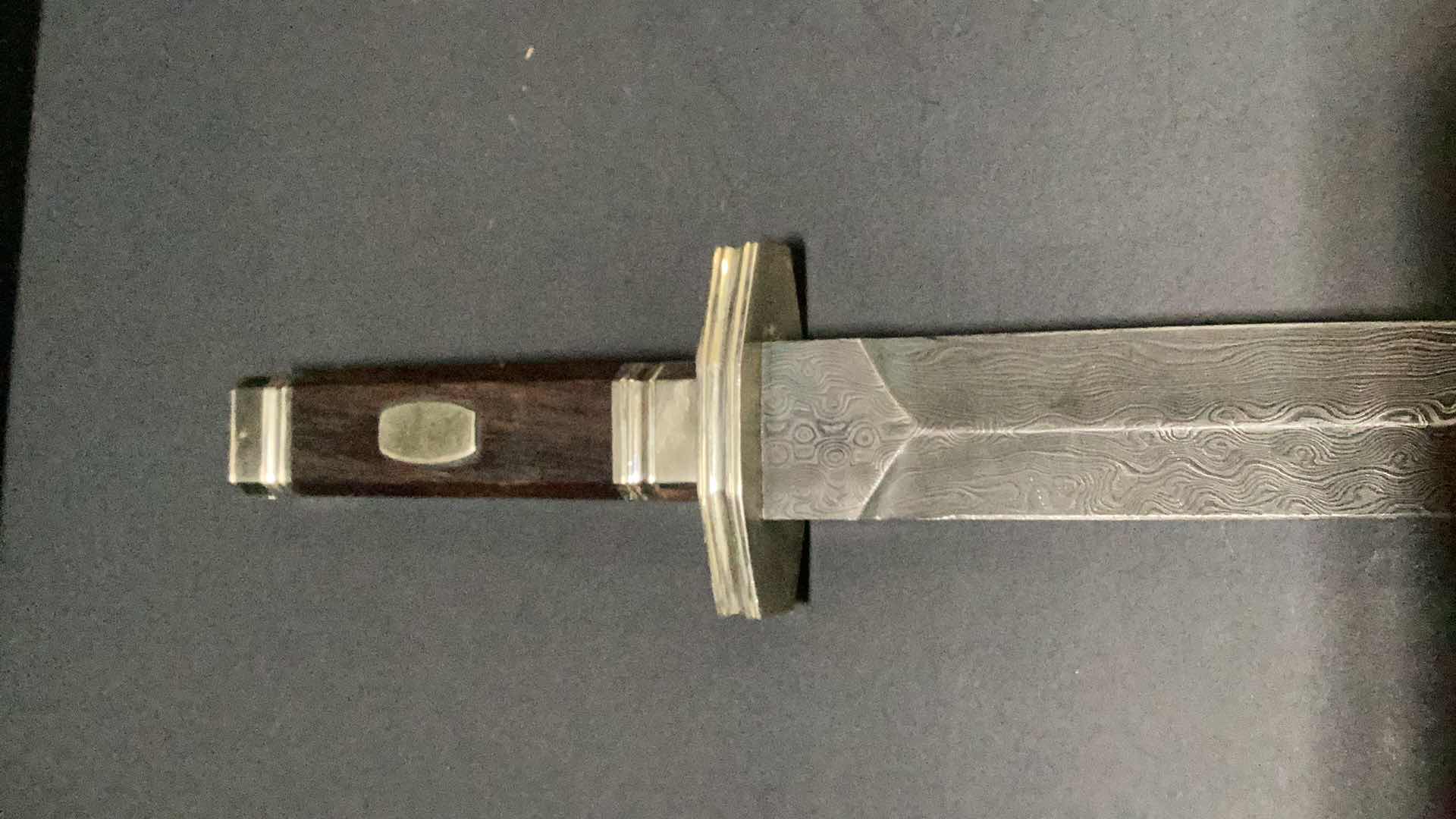 Photo 3 of TEAK HANDLE 9 1/2” DAMASCUS STYLED BLADE KNIFE