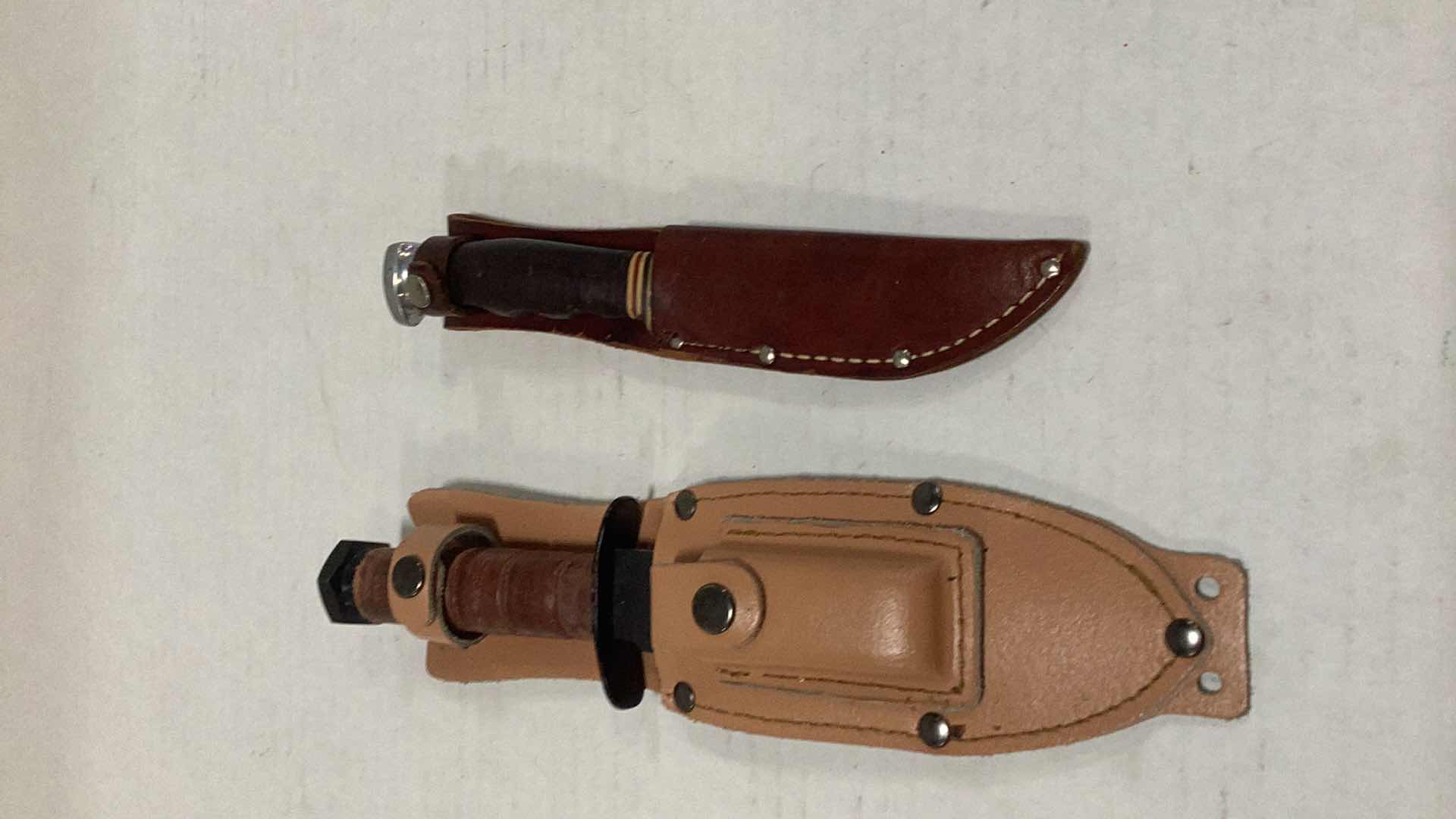 Photo 1 of TWO WOODEN HANDLED KNIVES