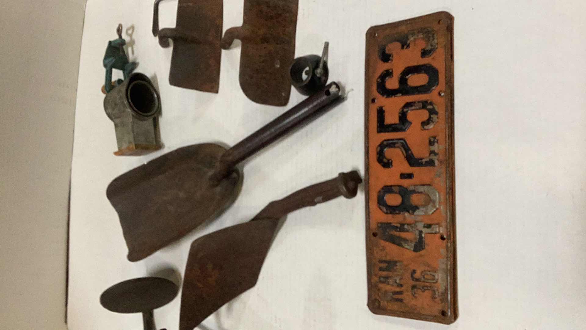 Photo 3 of MULTIPLE VINTAGE YARD TOOLS AND VINTAGE KANSAS LICENSE PLATE