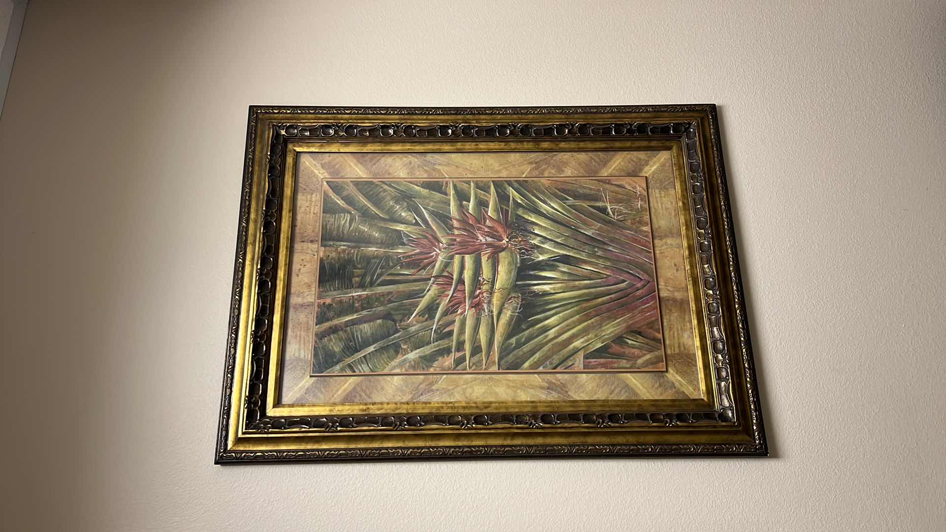 Photo 2 of GOLD FRAMED TOMMY BAHAMA “TROPICAL PLANT” SIGNED ARTWORK 33” x 45”