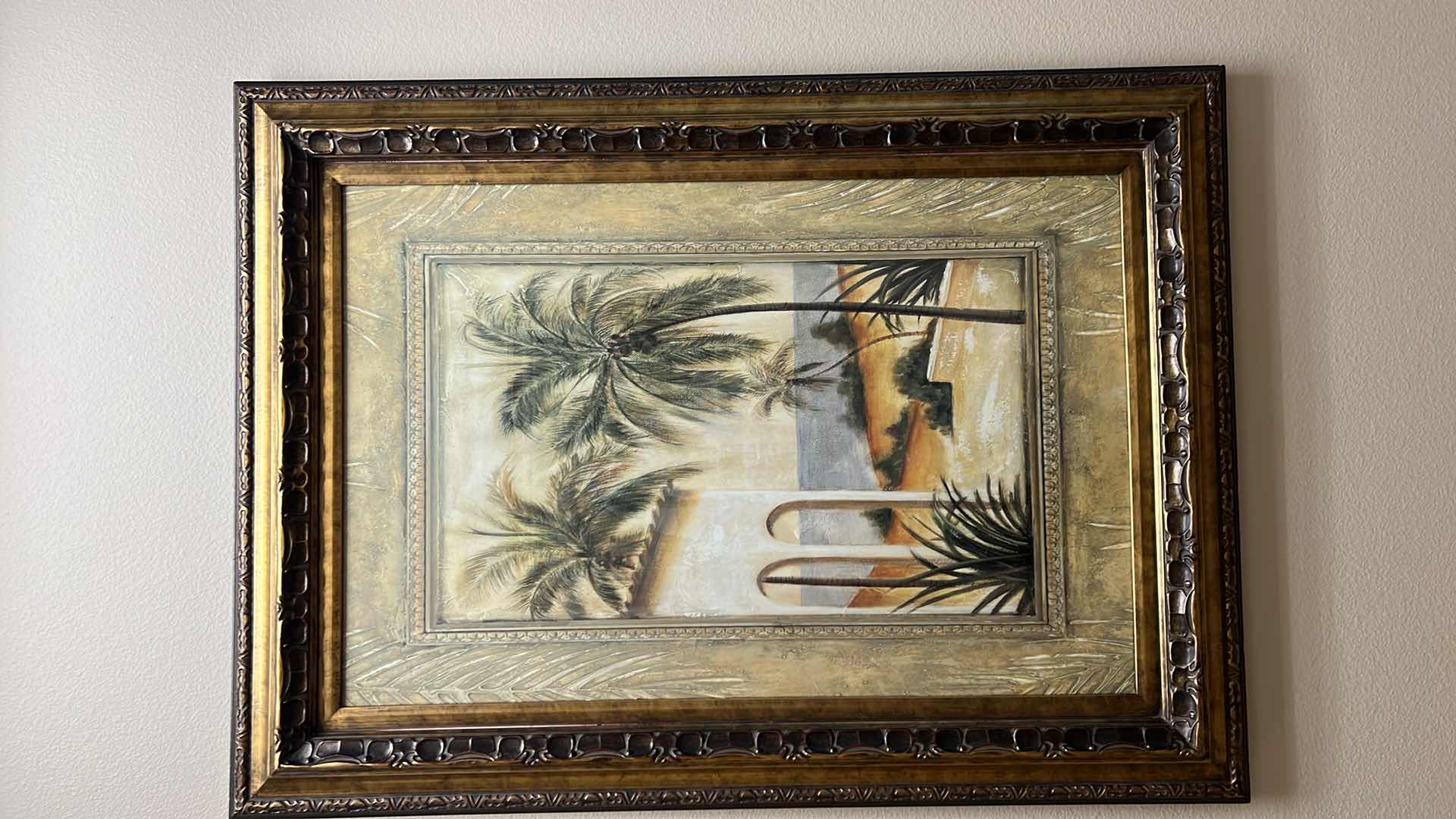 Photo 4 of FRAMED TOMMY BAHAMA “BEACH W PALM TREE” ARTWORK 33” x 45”