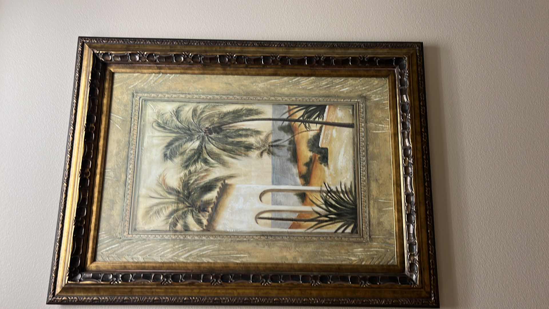 Photo 5 of FRAMED TOMMY BAHAMA “BEACH W PALM TREE” ARTWORK 33” x 45”