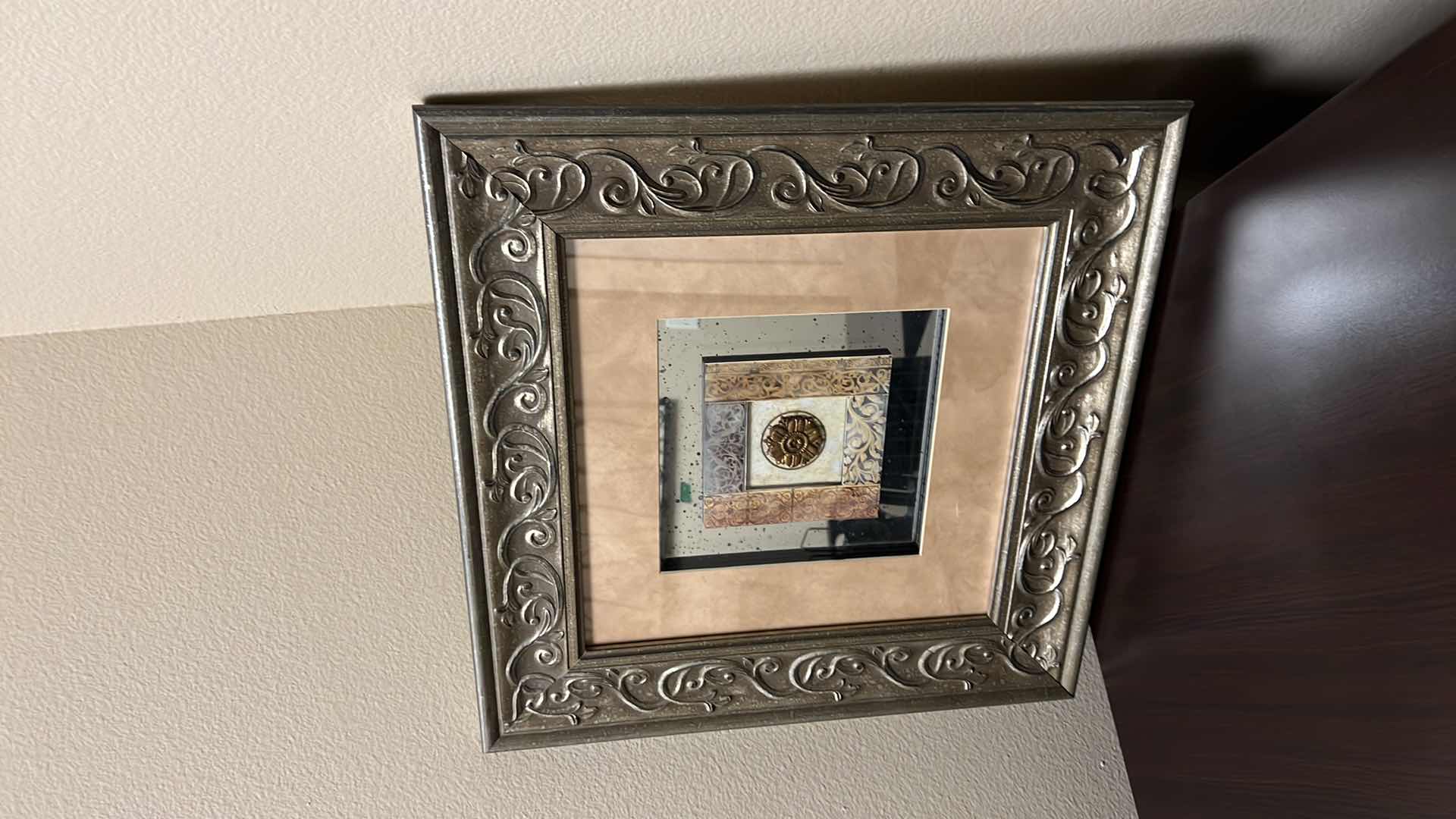 Photo 2 of FRAMED MIRROR “ABSTRACT” ARTWORK 22” x 22”