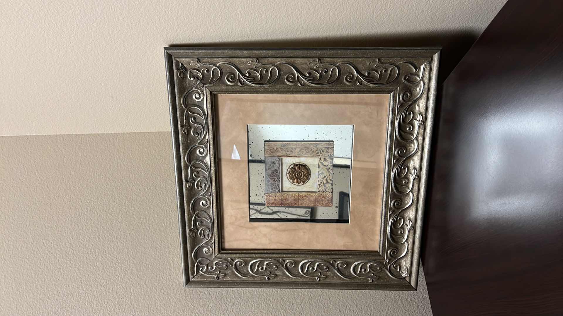 Photo 3 of FRAMED MIRROR “ABSTRACT” ARTWORK 22” x 22”