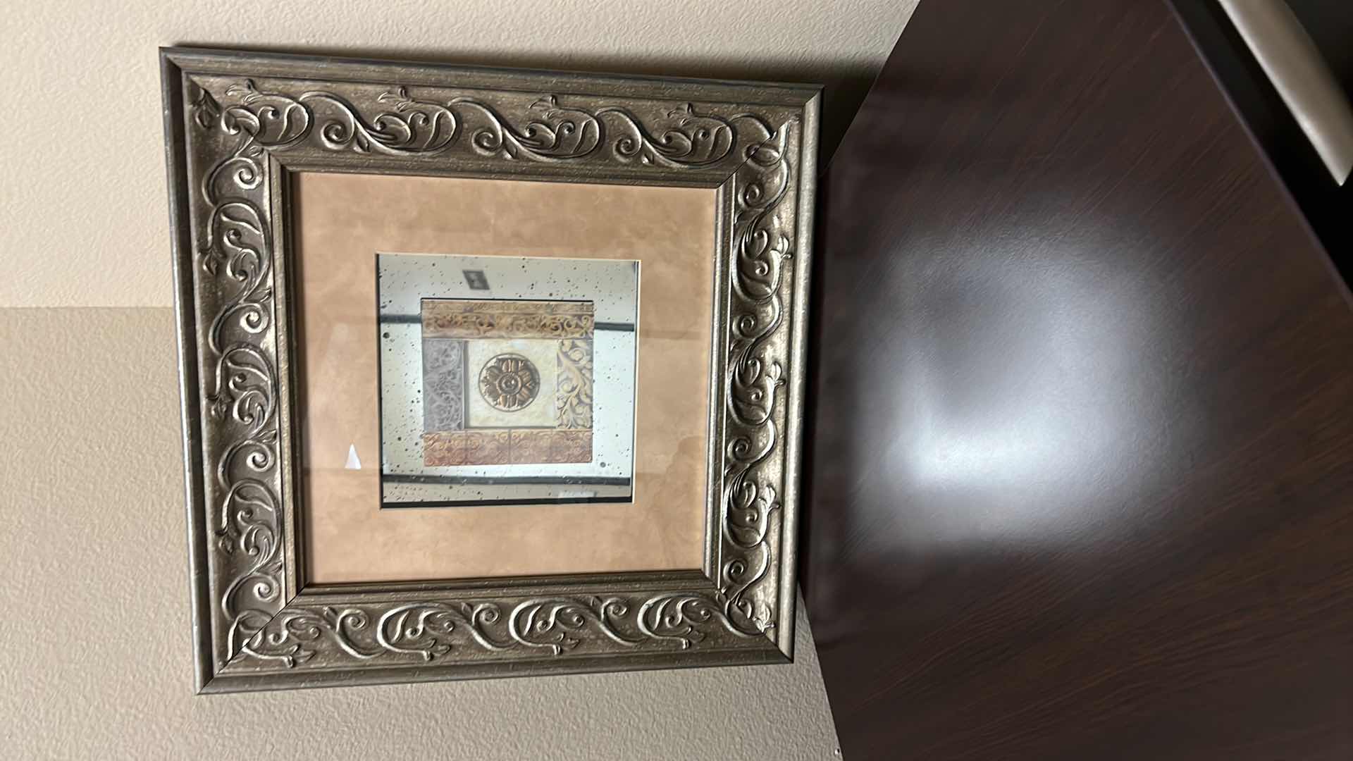 Photo 1 of FRAMED MIRROR “ABSTRACT” ARTWORK 22” x 22”