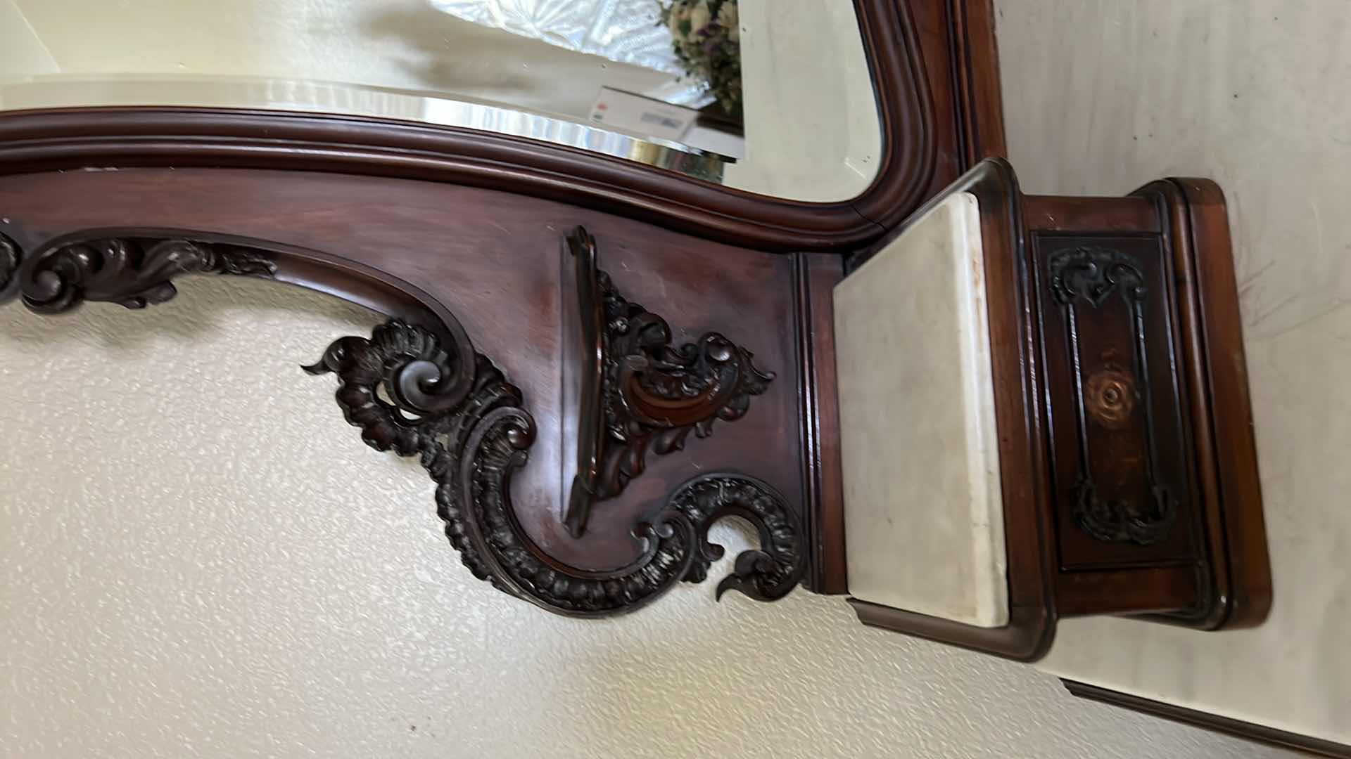 Photo 3 of ANTIQUE WALNUT VICTORIAN EASTLAKE DRESSER W MIRROR AND MARBLE TOP  51” x 24” H80” 