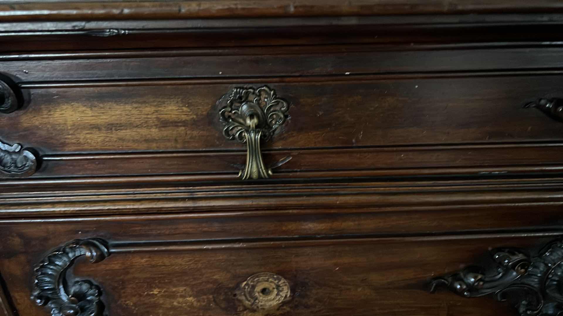 Photo 9 of ANTIQUE WALNUT VICTORIAN EASTLAKE DRESSER W MIRROR AND MARBLE TOP  51” x 24” H80” 