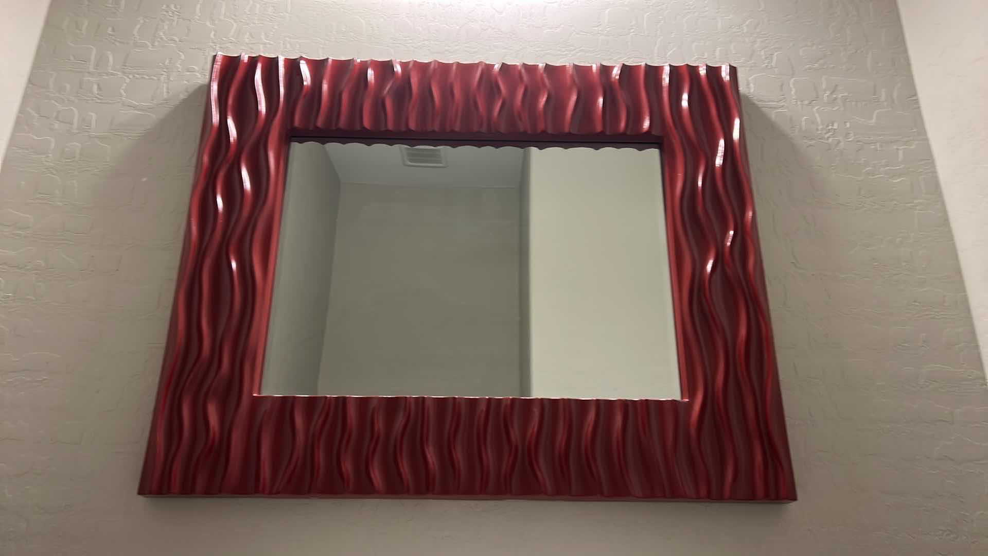 Photo 5 of HOME DECOR - 38.5 x 31” WAVY RED FRAMED MIRROR