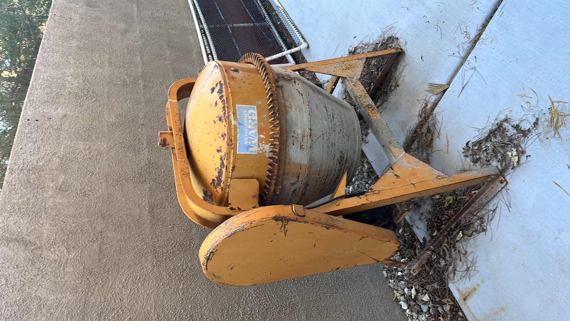 Photo 2 of BACKYARD/GARDEN DECOR MONTGOMERY WARD AS IS ELECTRIC CEMENT MIXER 41” X 25” X H 46”