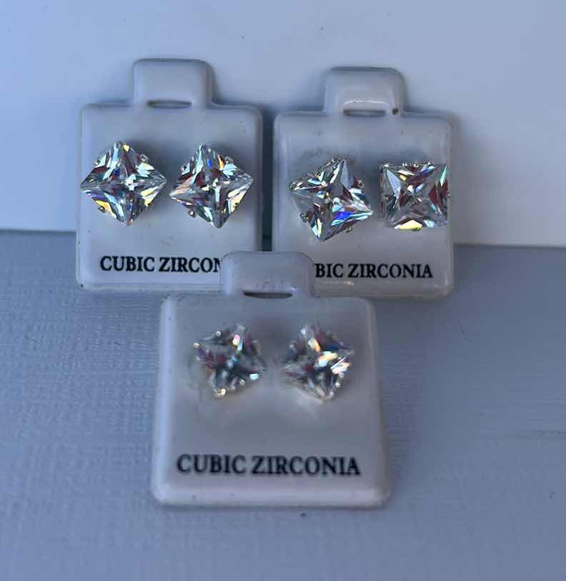 Photo 1 of 3 PAIRS CUBIC ZIRCONIA EARRINGS