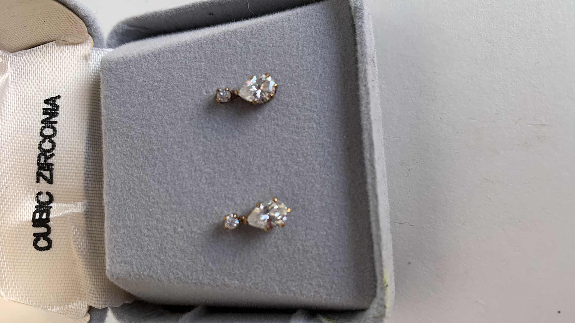 Photo 2 of 24 KARAT GOLD OVER STERLING CUBIC ZIRCONIA EARRINGS