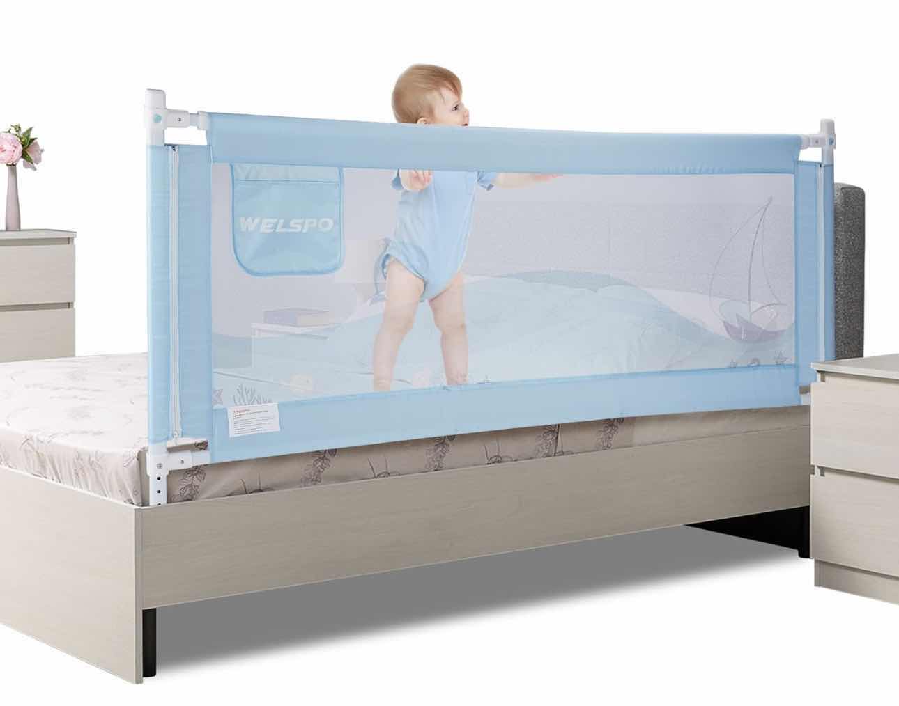 Photo 1 of BRAND NEW - WELSPO BED GUARD SWING DOWN BEDRAIL FOR CONVERTIBLE CRIB, KIDS TWIN, DOUBLE, FULL SIZE QUEEN & KING MATTRESS - BLUE NAUTICAL THEME