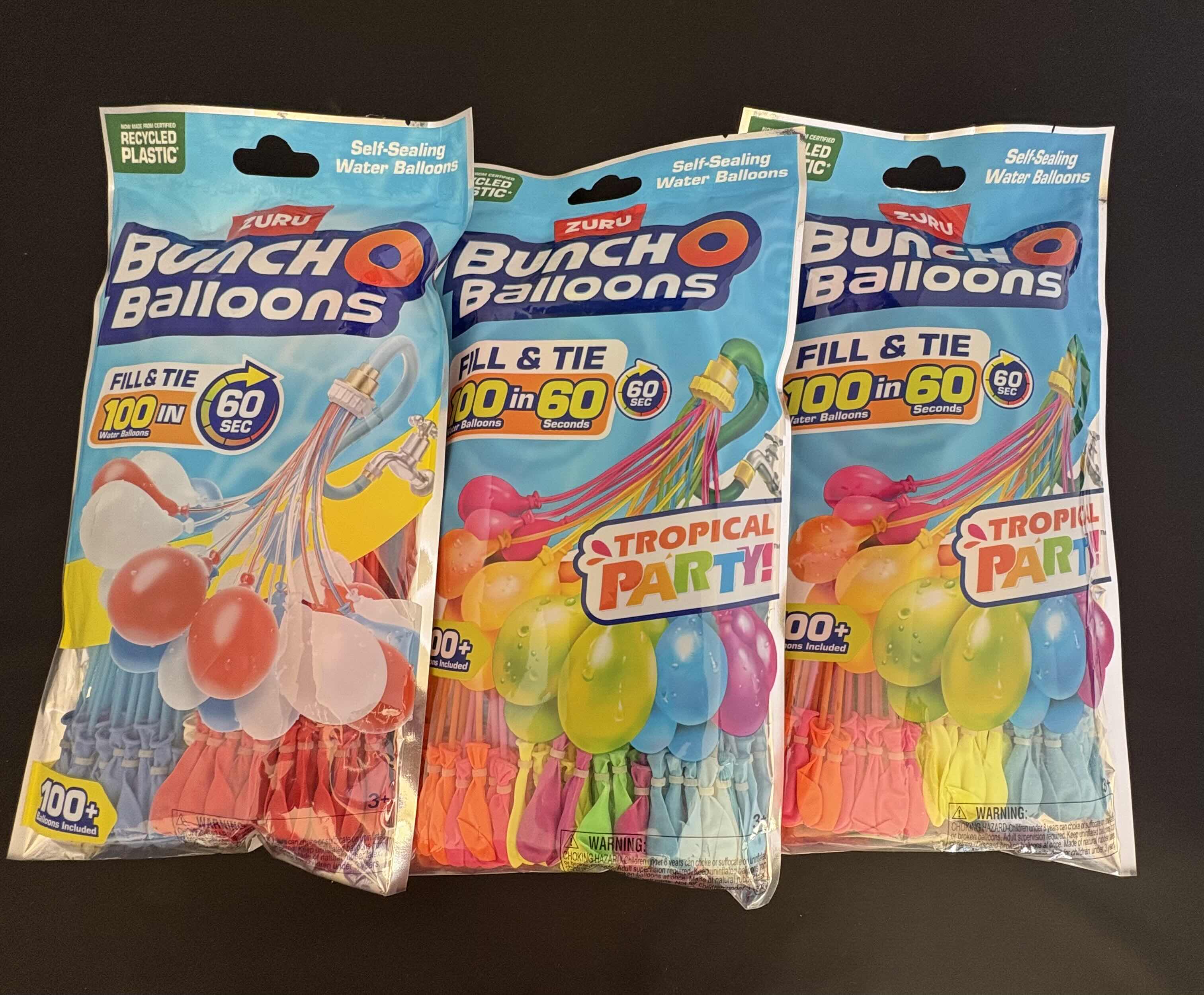 Photo 2 of BRAND NEW - ASSORTED LOT - INCLUDES 3 PACKS OF ZURU BUNCH O BALLOONS 100+ SELF-SEALING WATER BALLOONS, 3 WATER GAMES, 3 PIECE SET OF REUSABLE SILICONE STRAWS INCLUDES CLEANING BRUSH