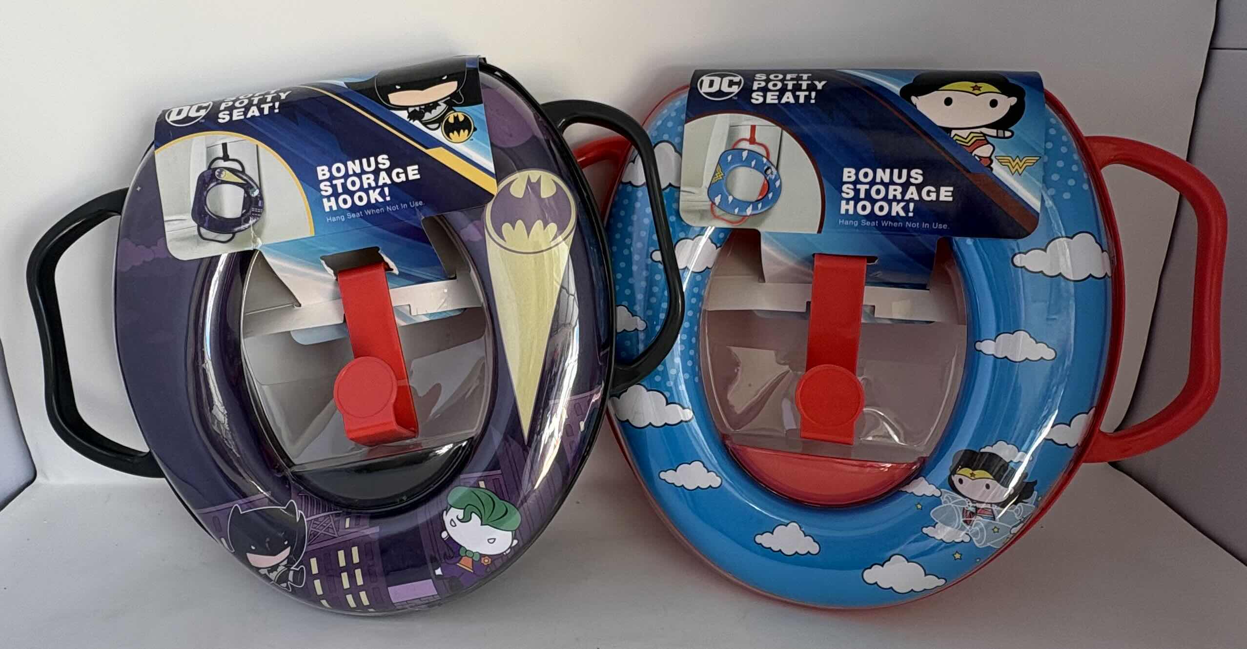 Photo 1 of 2 - BRAND NEW - DC COMICS KIDS POTTY TRAINING POTTY SEAT CUSHIONED WITH STORAGE HOOK, BATMAN POTTY SEAT, WONDER WOMAN POTTY SEAT FOR CHILDREN