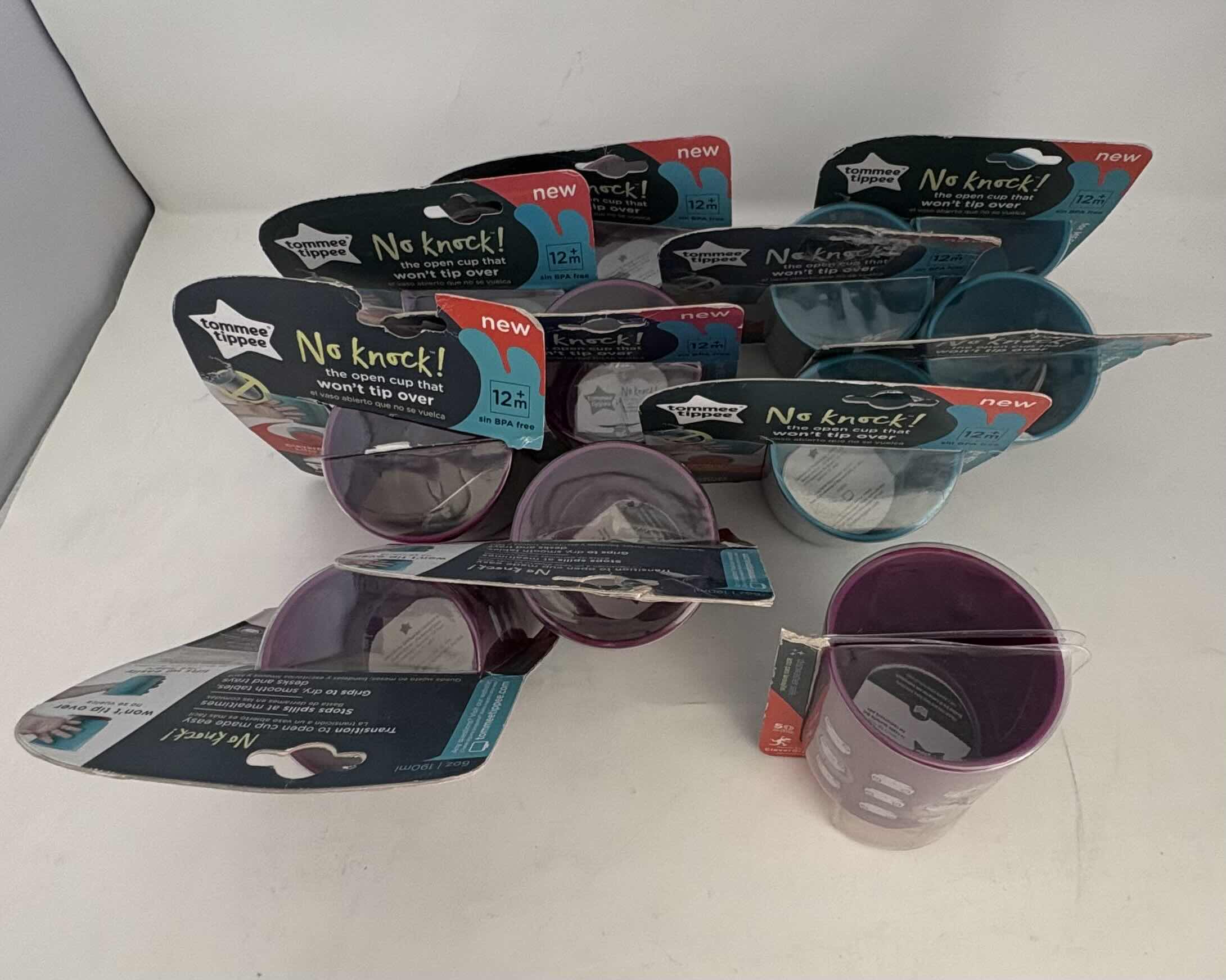 Photo 3 of 11 - BRAND NEW - TOMMEE TIPPEE NO KNOCK! CUP 7 PURPLE CAT CUPS 4 BLUE DOG CUPS