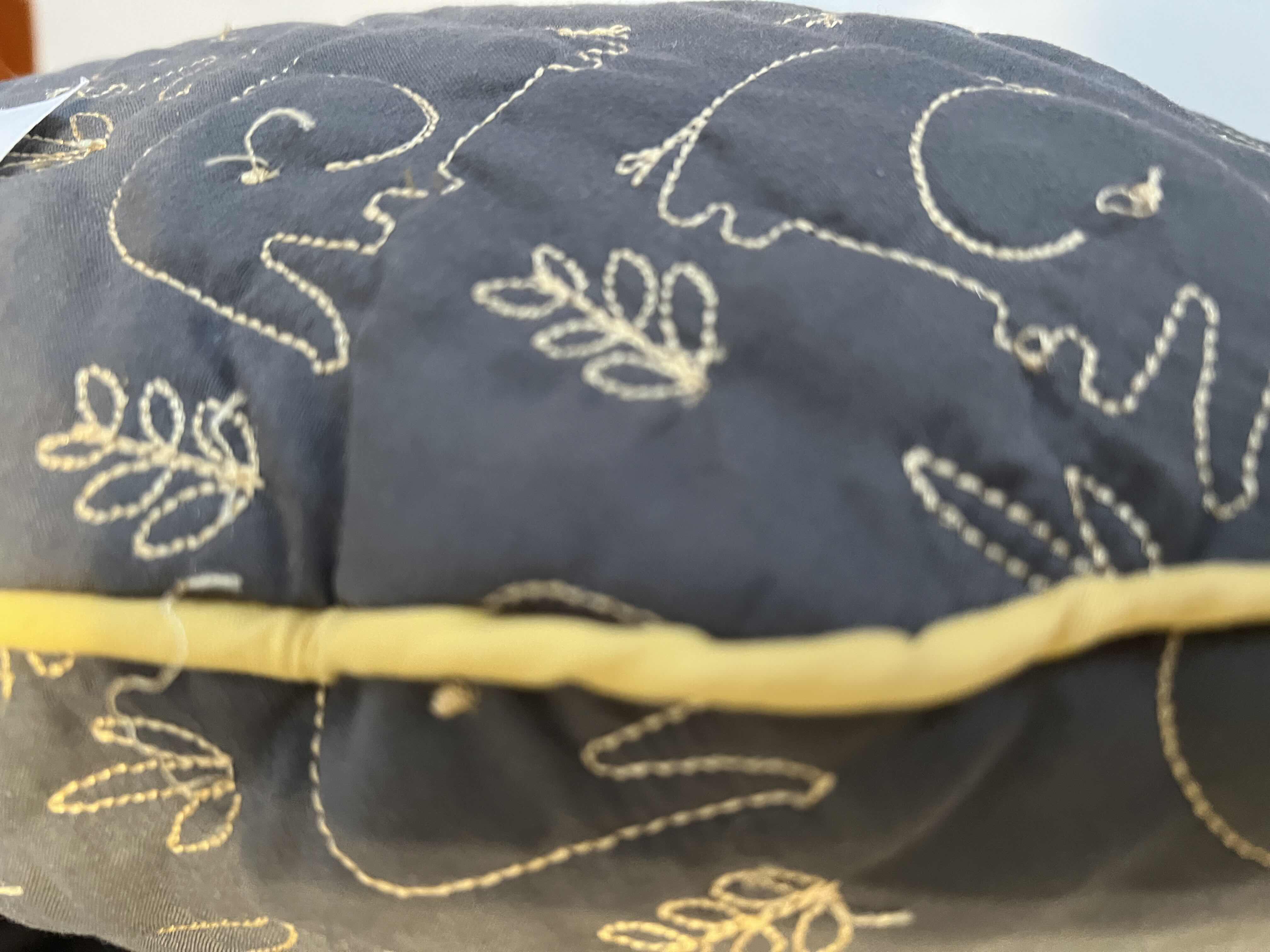 Photo 2 of BOPPY NURSING PILLOW.  GREY AND YELLOW STITCHING ELEPHANT PATTERN.