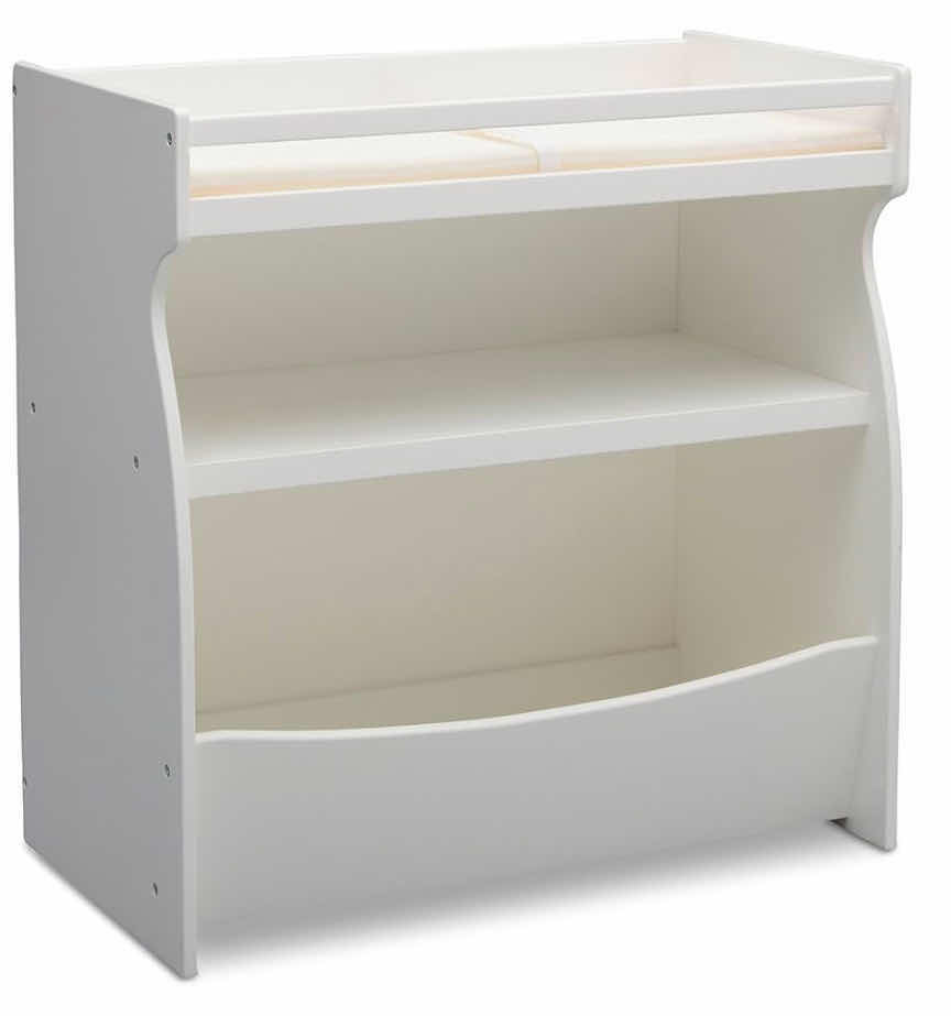 Photo 1 of BABY DIAPER CHANGING TABLE WITH NATUREPEDIC ORGANIC PAD. BIN AND SHELF FOR STORAGE. WHITE 34” X 35”H