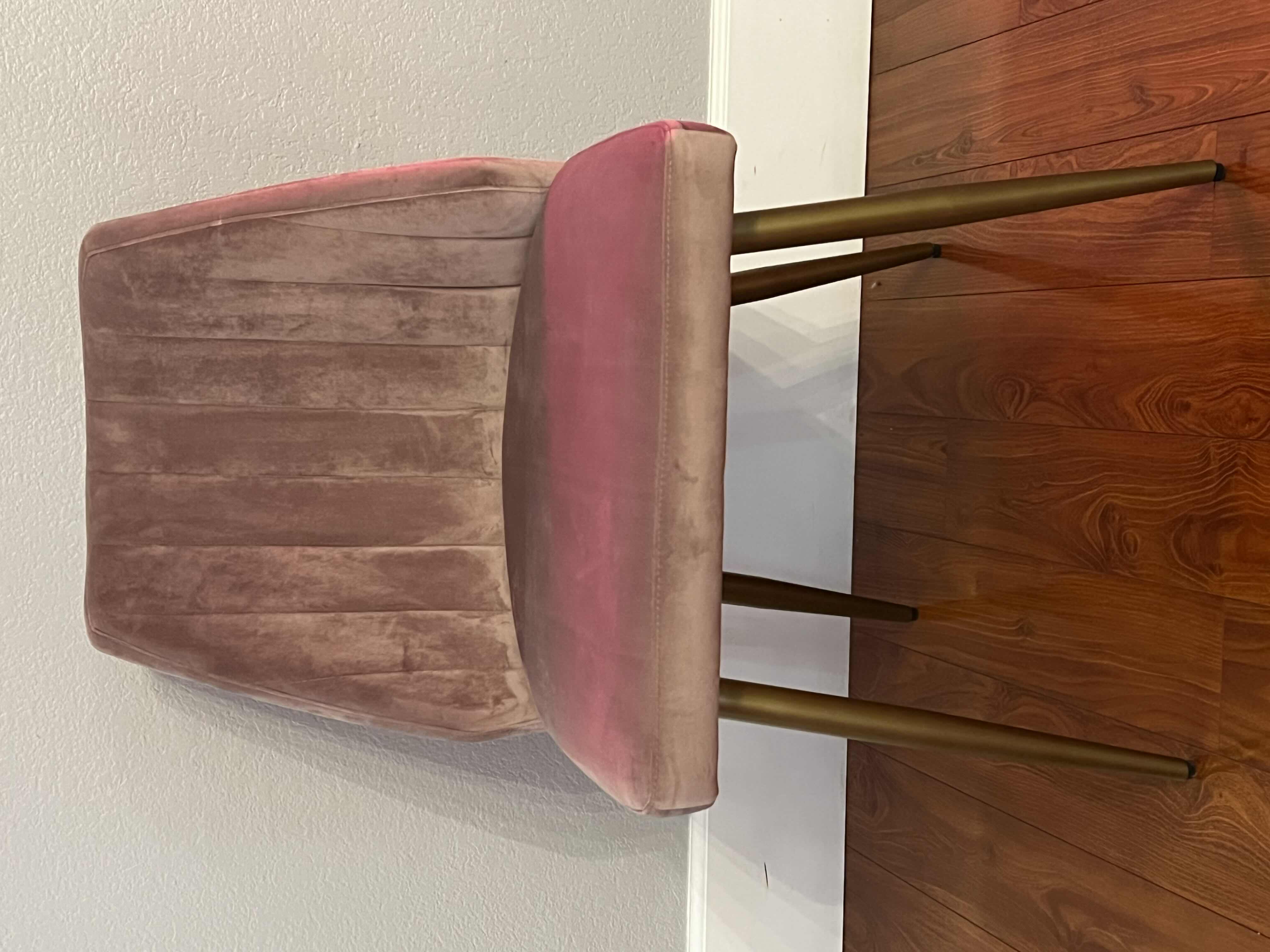 Photo 1 of 1-MID CENTURY MODERN DINING TABLE CHAIR. DUSTY ROSE LEILANI CHANNEL BACKED VELVET DINING CHAIR. 1 CHAIR (6 TOTAL IN SET SOLD SEPARATELY). 33”H