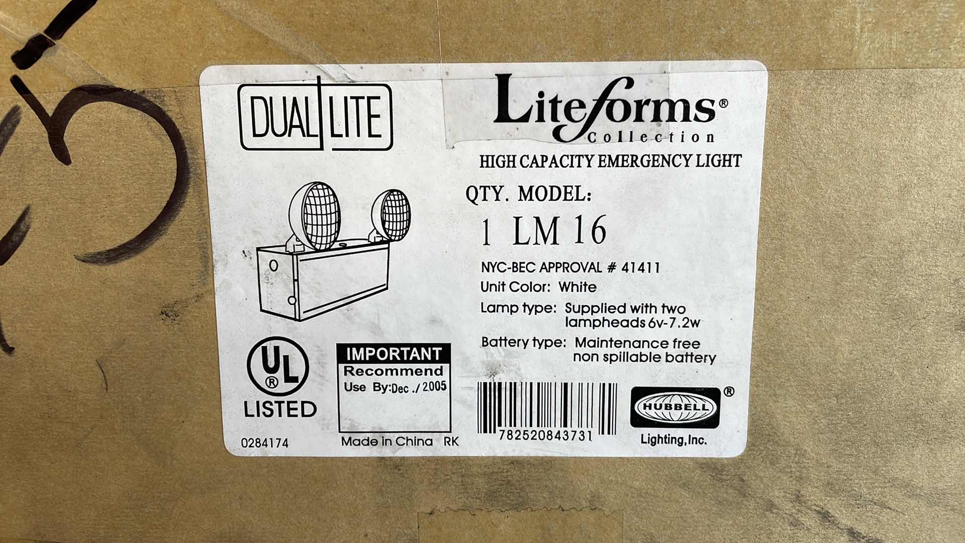 Photo 1 of DUAL-LITE LM16 16W 6V HIGH CAPACITY EMERGENCY LIGHT, LEAD CALCIUM BATTERY, NO SELF-DIAGNOSTICS, WHITE FINISH