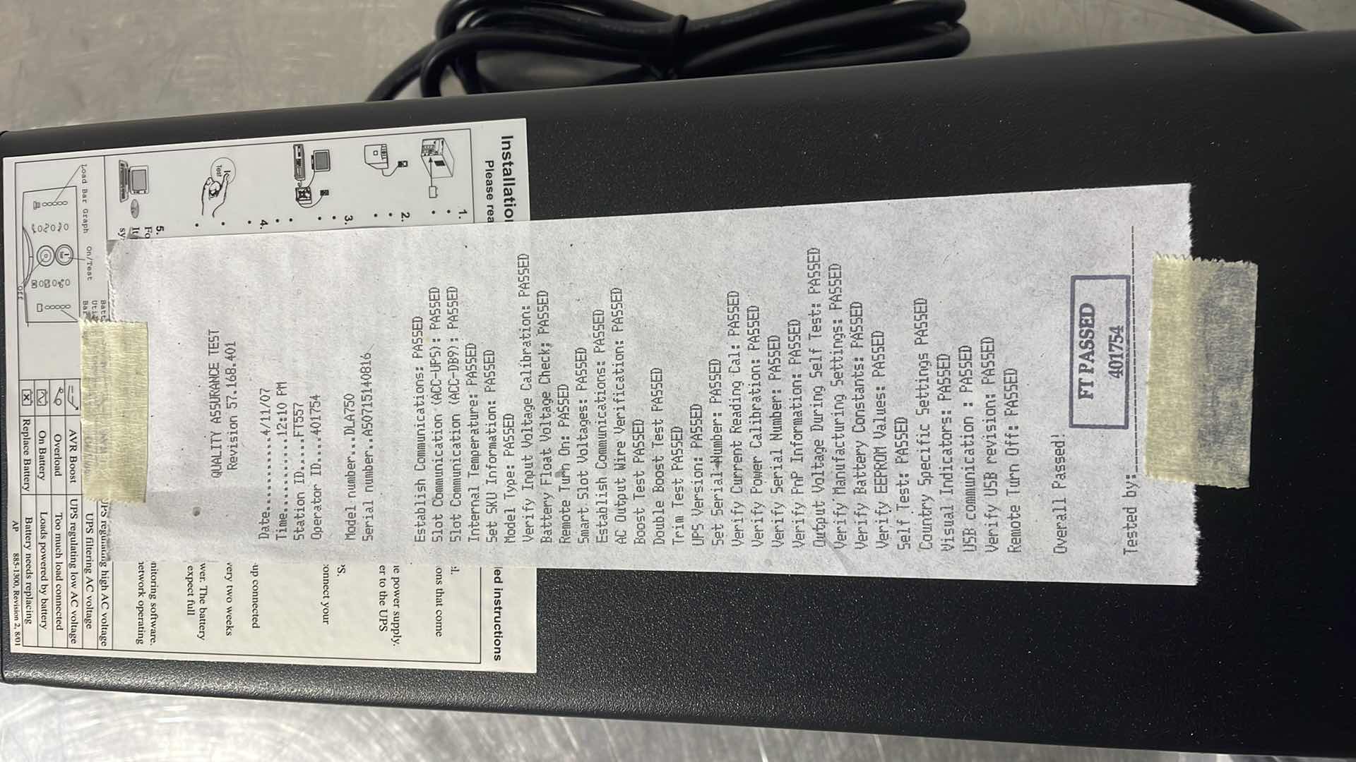 Photo 2 of APC SMART UPS UNINTERRUPTIBLE POWER SUPPLY 750